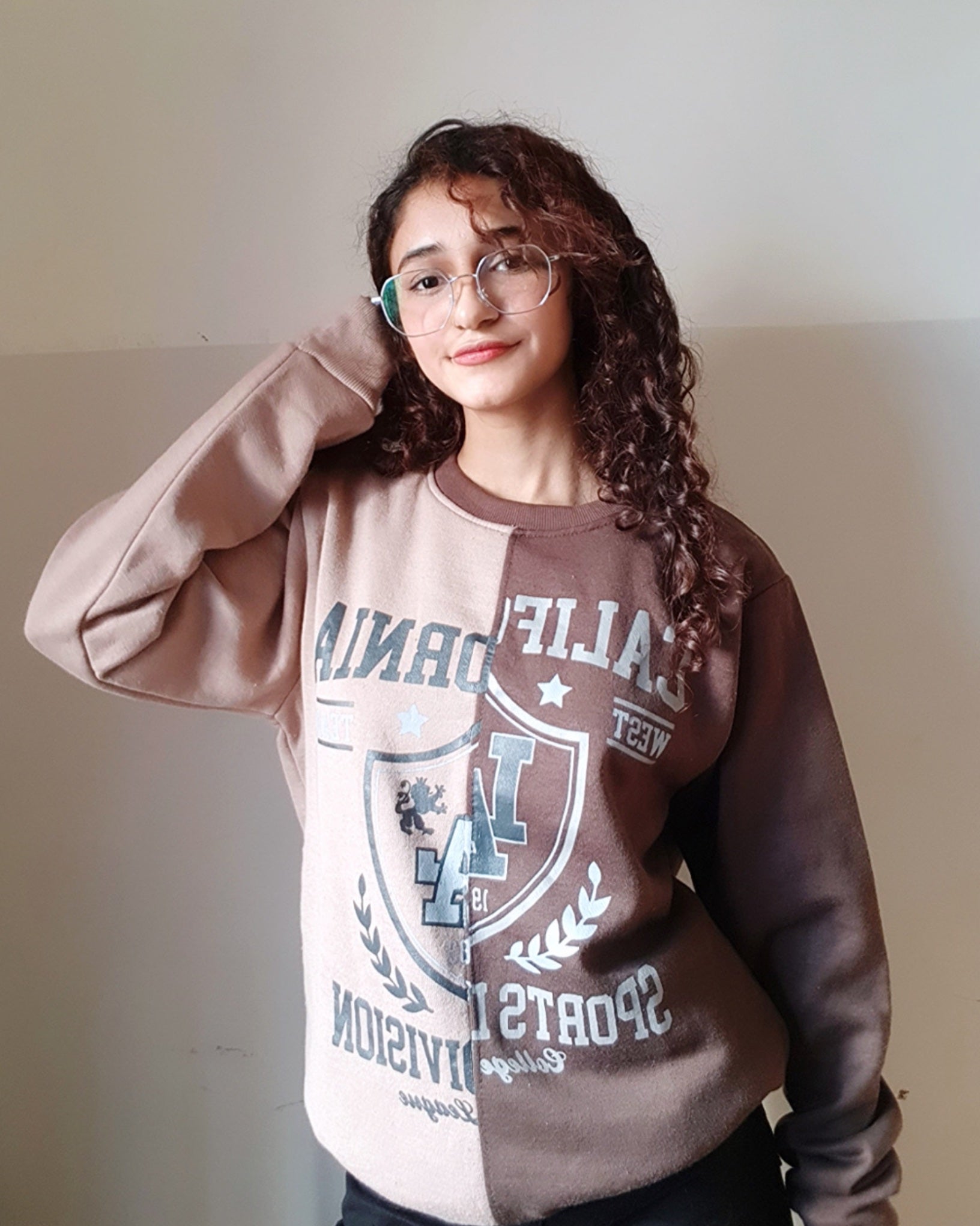 California Spliced Sweatshirt Brown&Beige Split