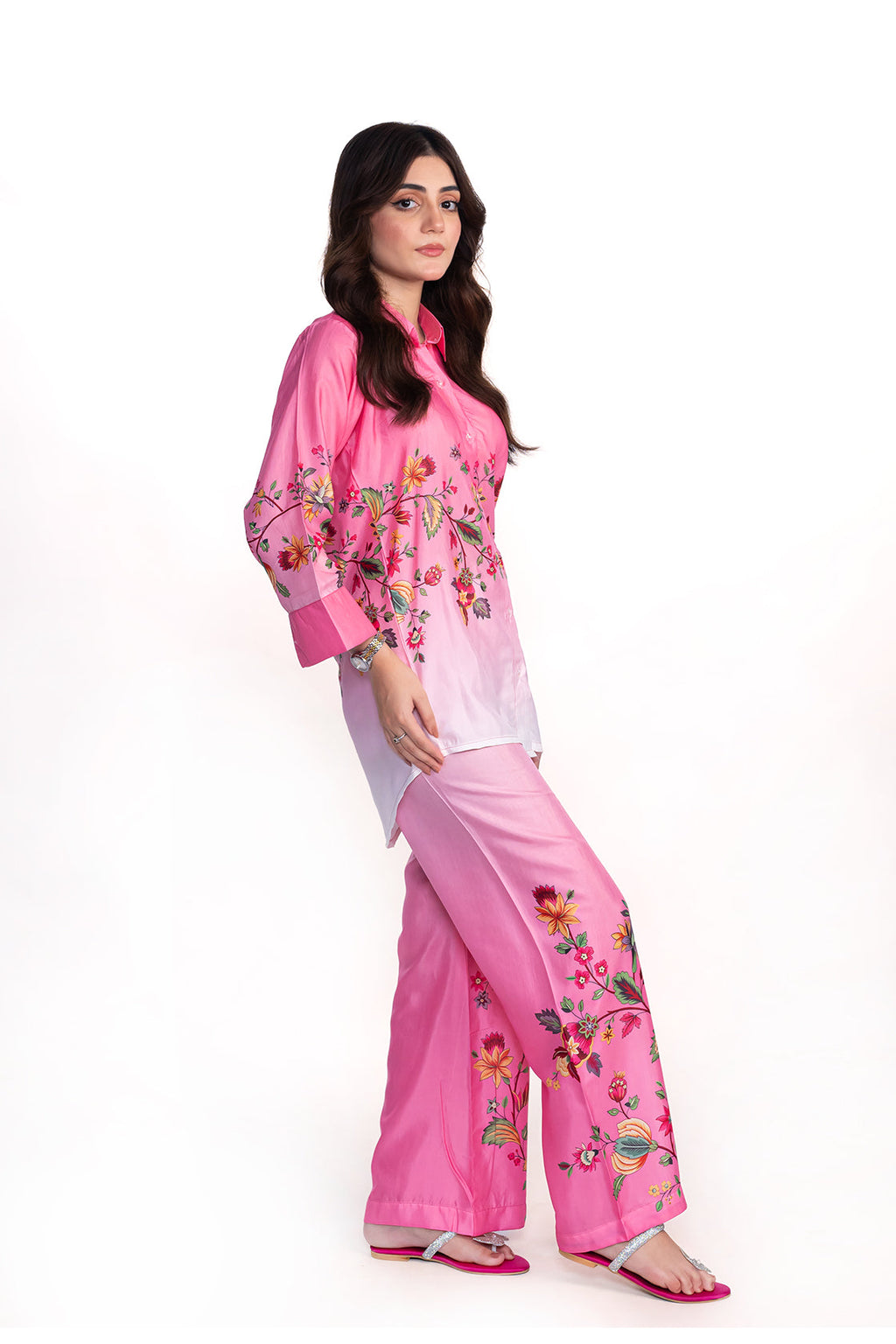 Primrose Pink Printed Swiss Lawn Co-Ord Set
