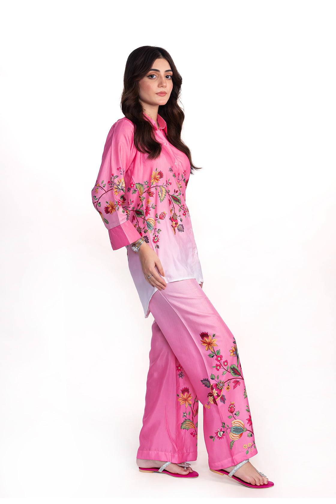 Primrose Pink Printed Swiss Lawn Co-Ord Set