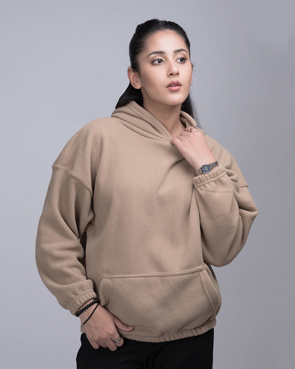 Polar Fleece Drop Shoulder Oversized Hood