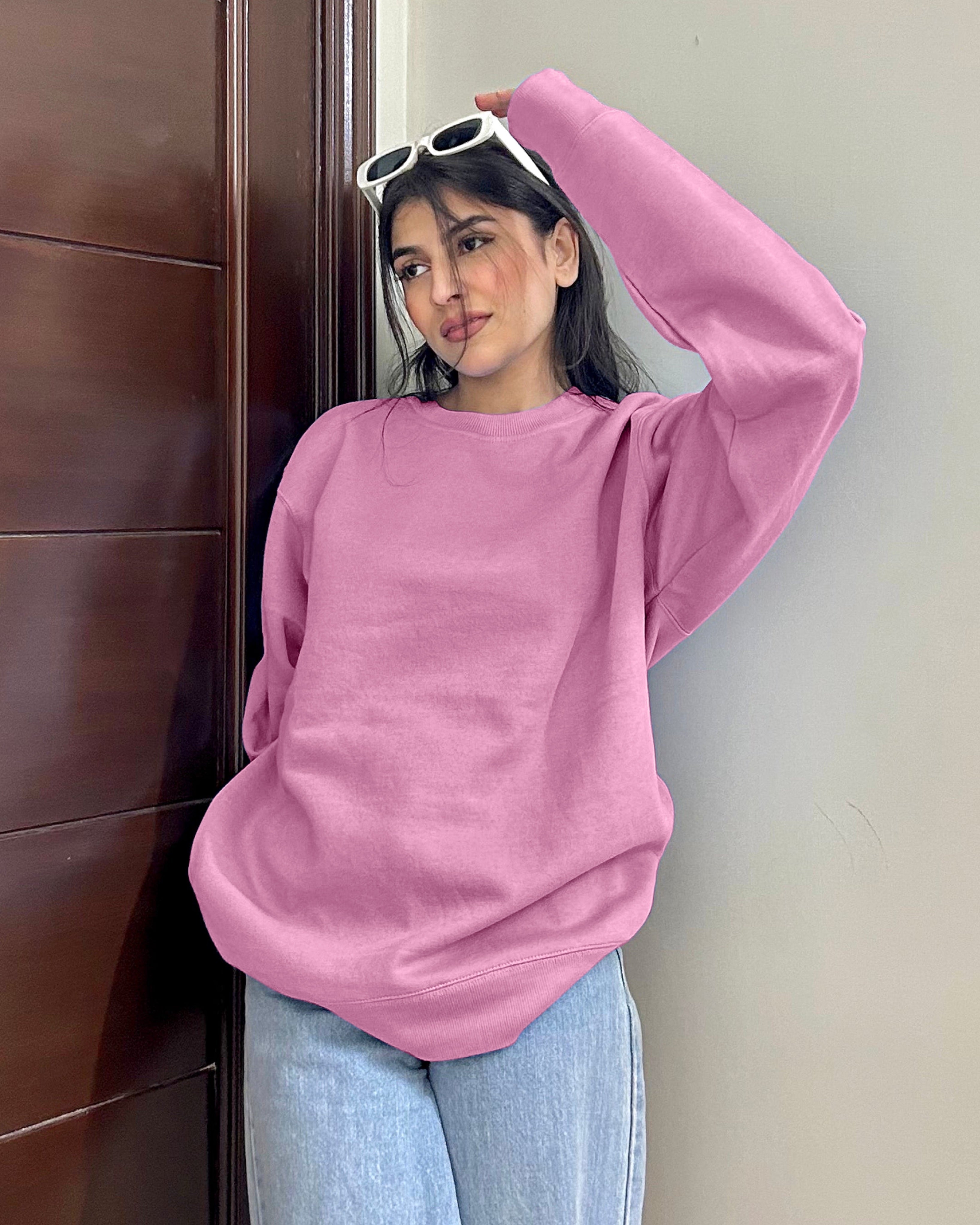 Premium Basic Oversized Fit Sweatshirt Pink