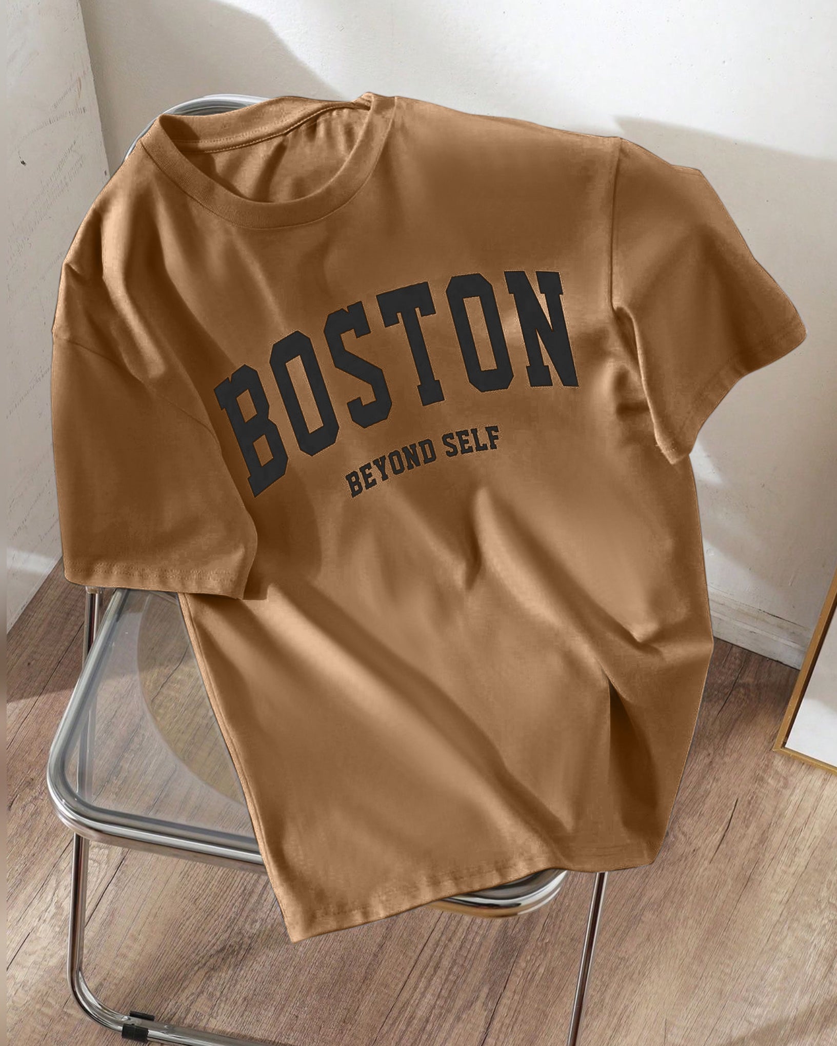 Boston Graphic Drop Shoulder Oversized T-shirt Coffee