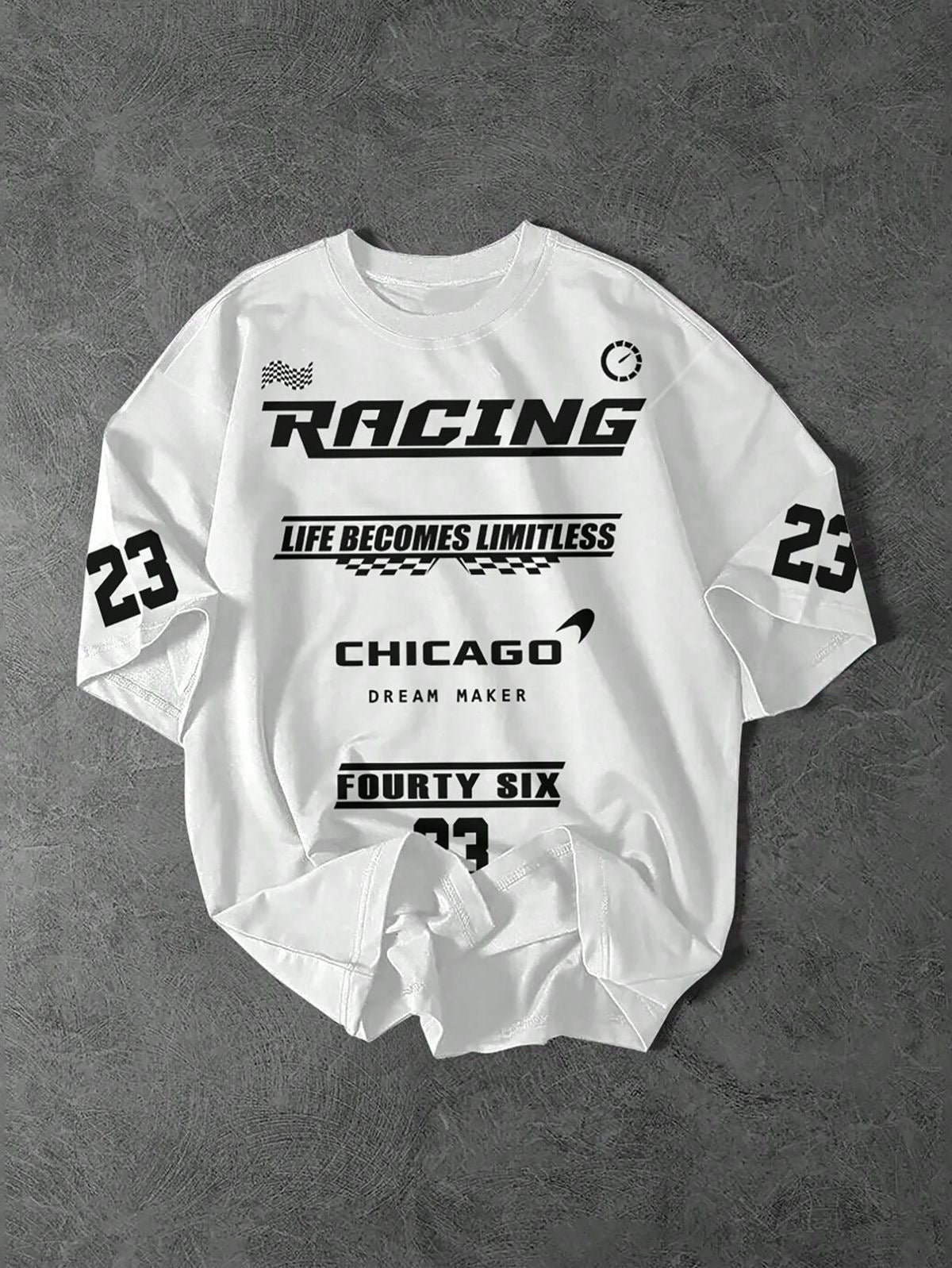 Team FR Dream Maker Chicago Graphic Drop Shoulder Oversized T-shirt White