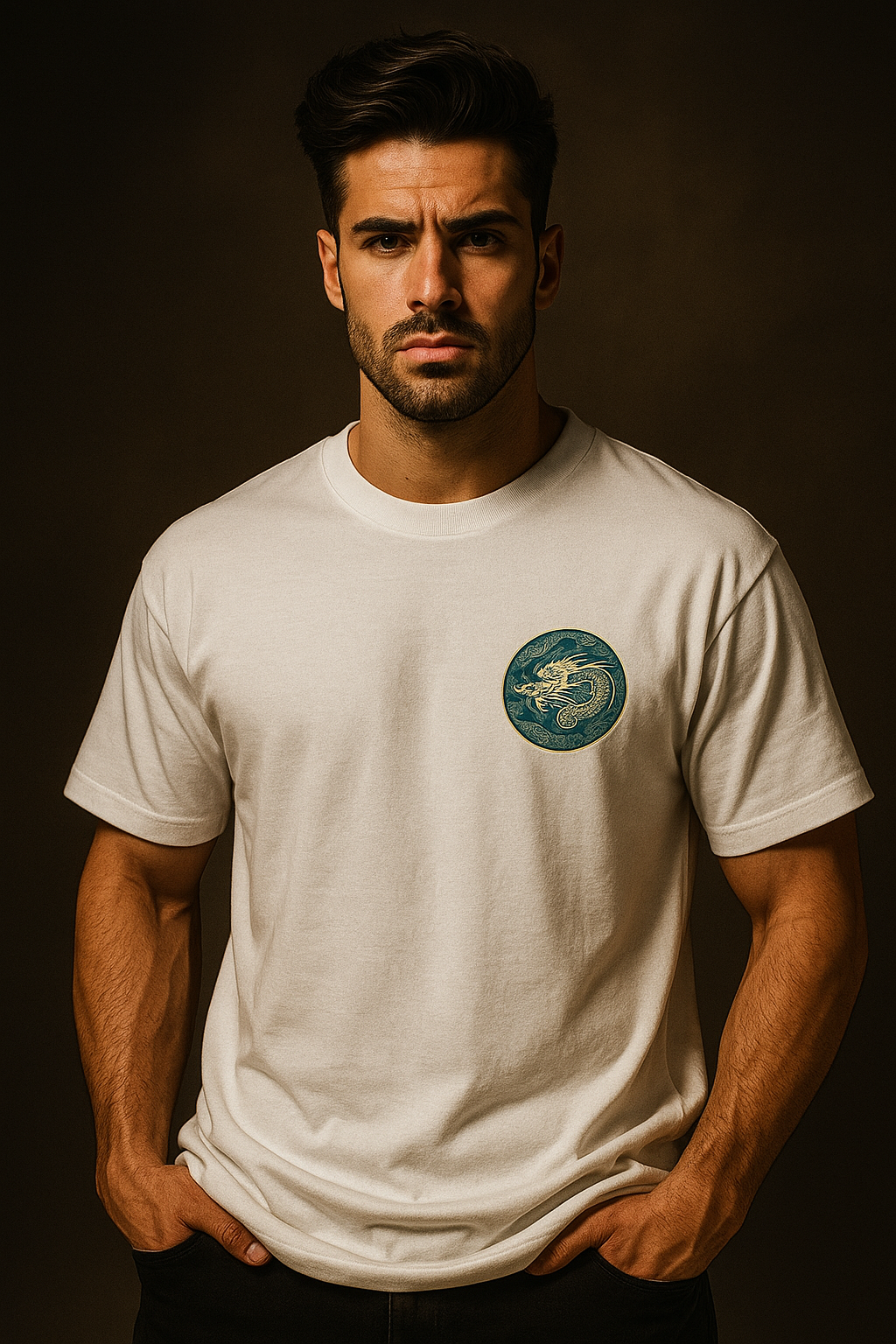 Japanese Back Graphic Drop Shoulder Oversized Tee White