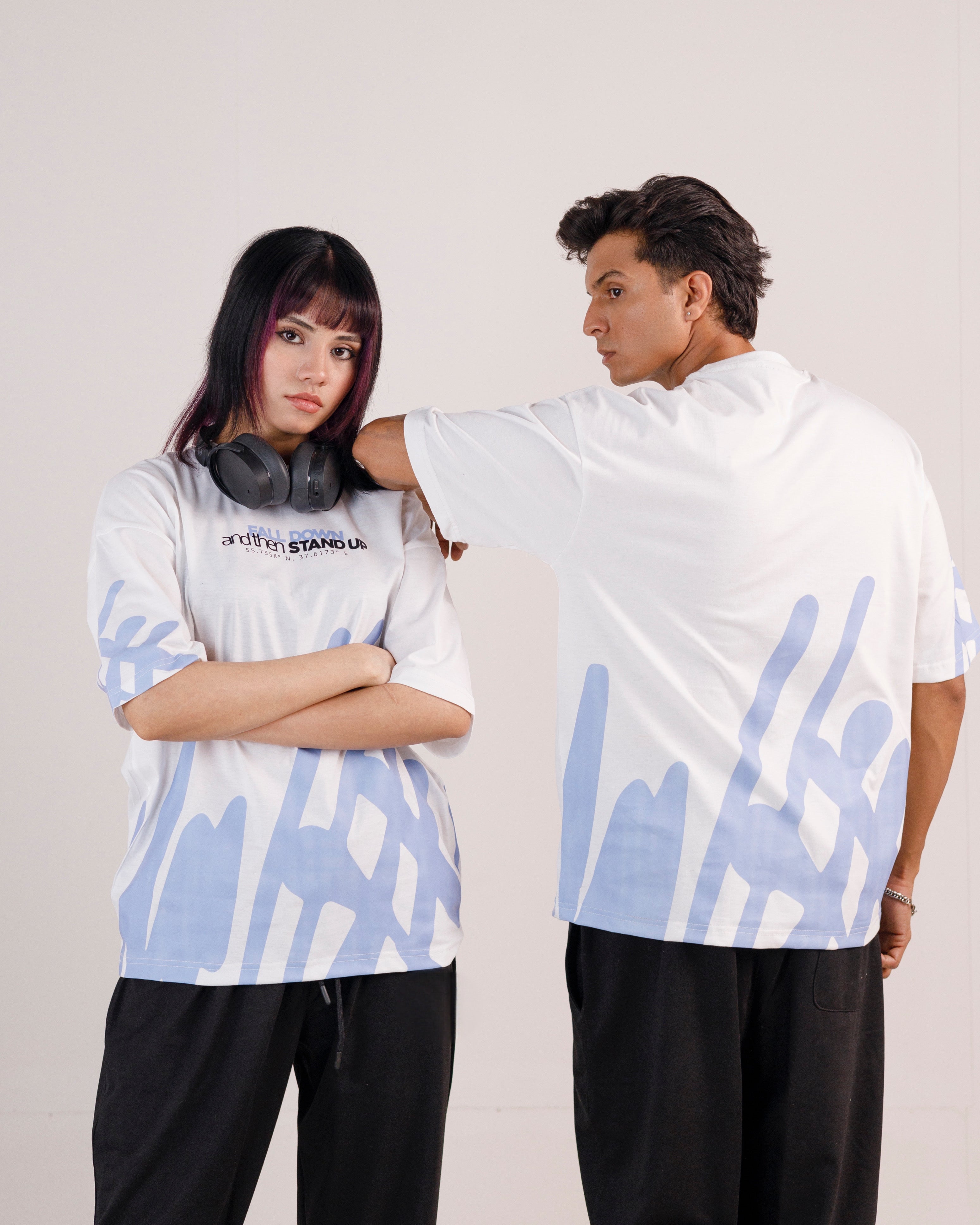 Fall Down Graphic Drop Shoulder Oversized Tee White