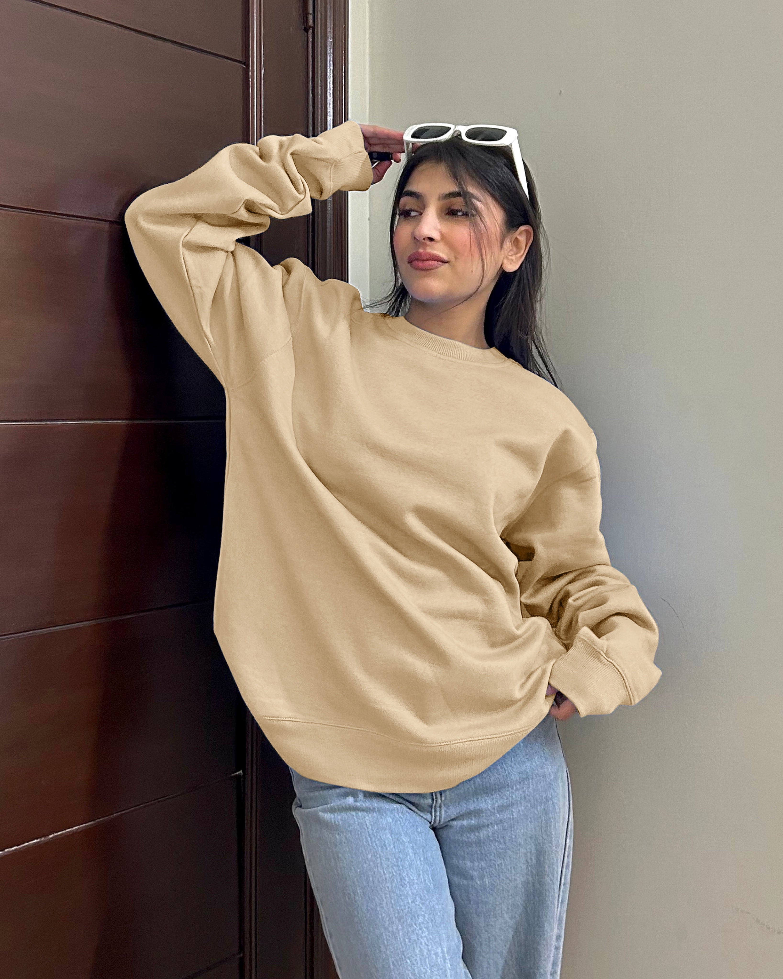 Premium Basic Oversized Fit Sweatshirt Bisque
