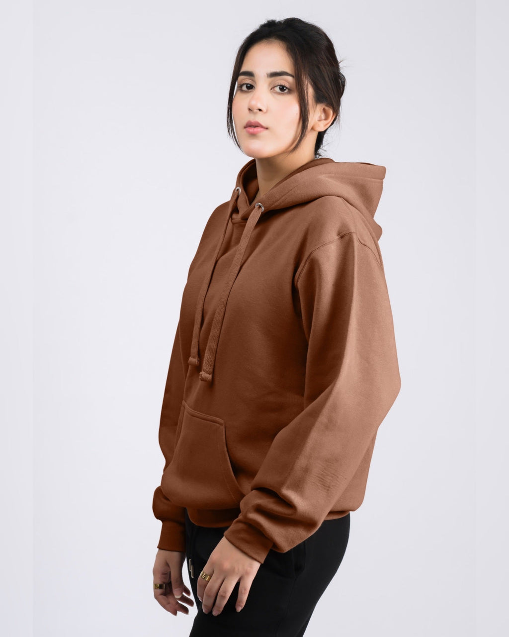 Premium Oversized Fit Pull Over Hoodie Brown