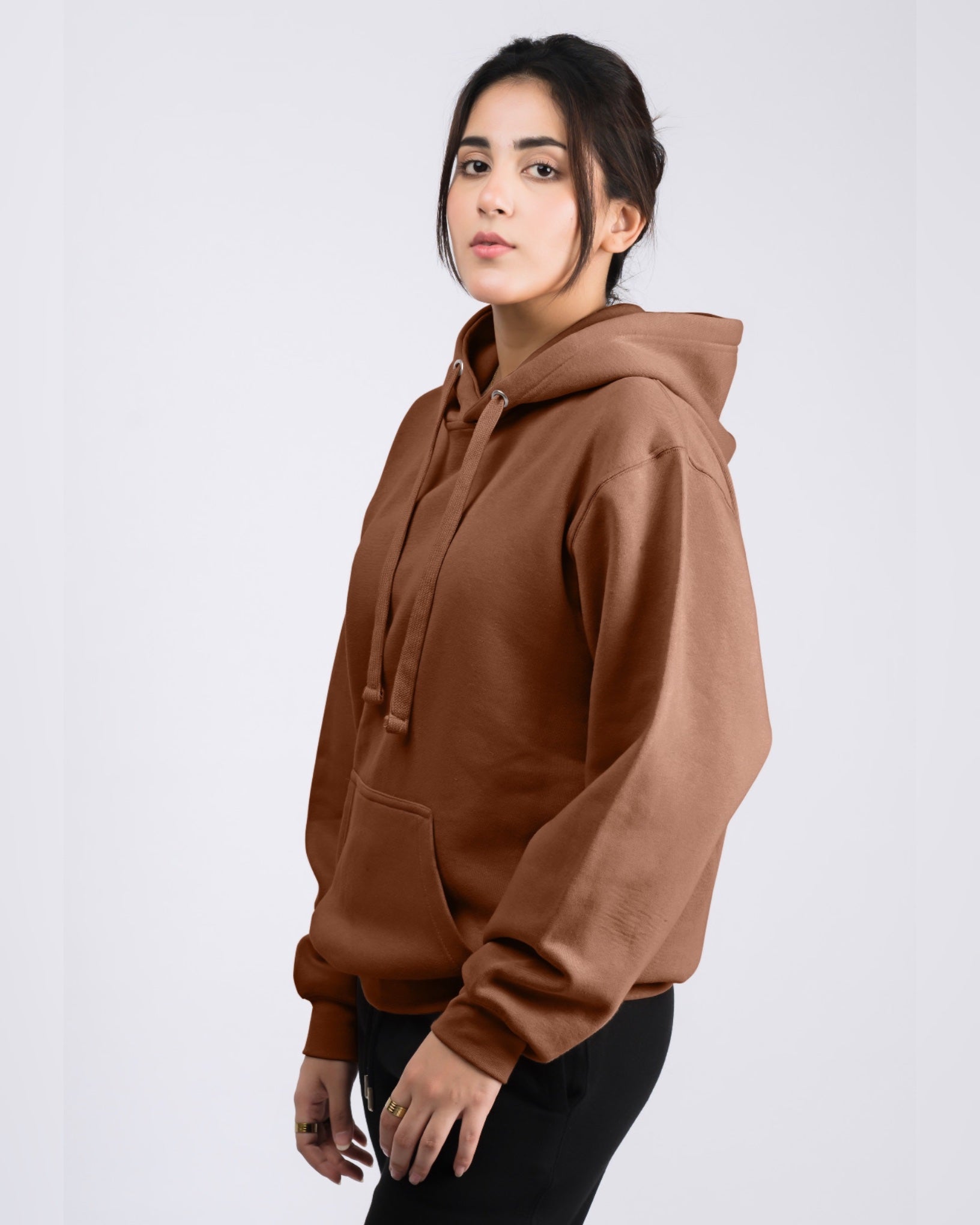 Premium Oversized Fit Pull Over Hoodie Brown