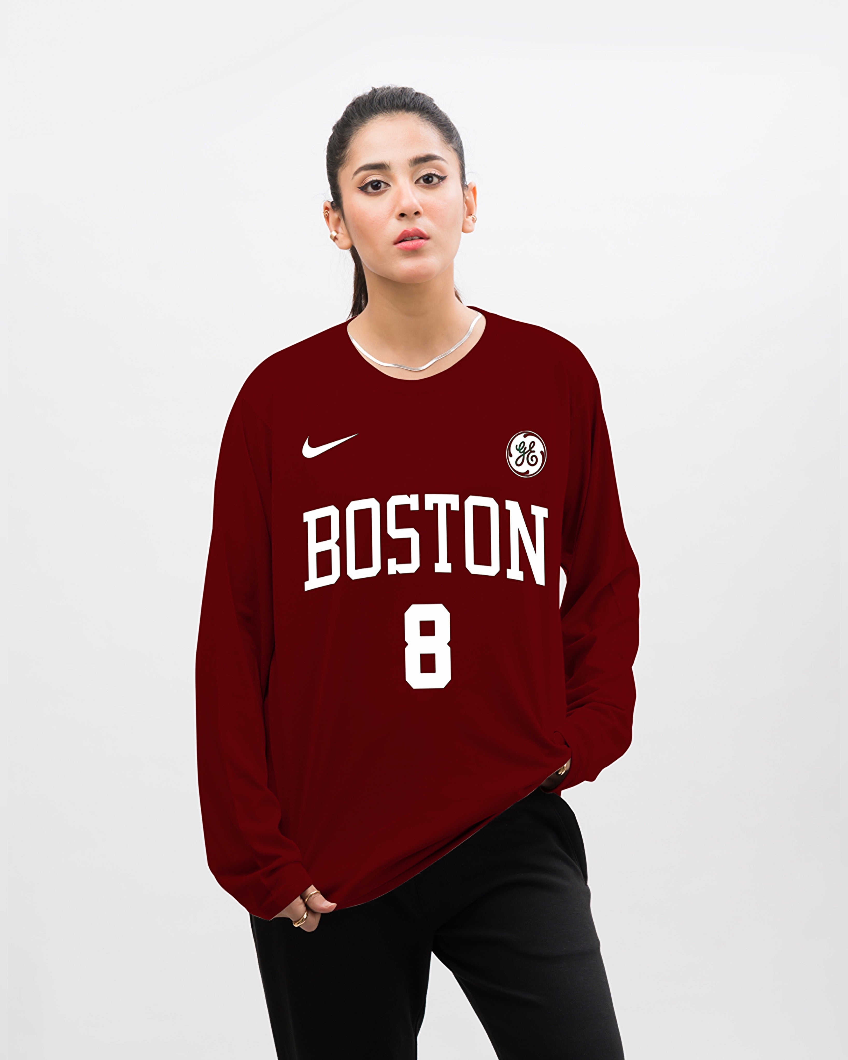 NBA Boston Team Graphic Long Sleeve Oversized Shirt