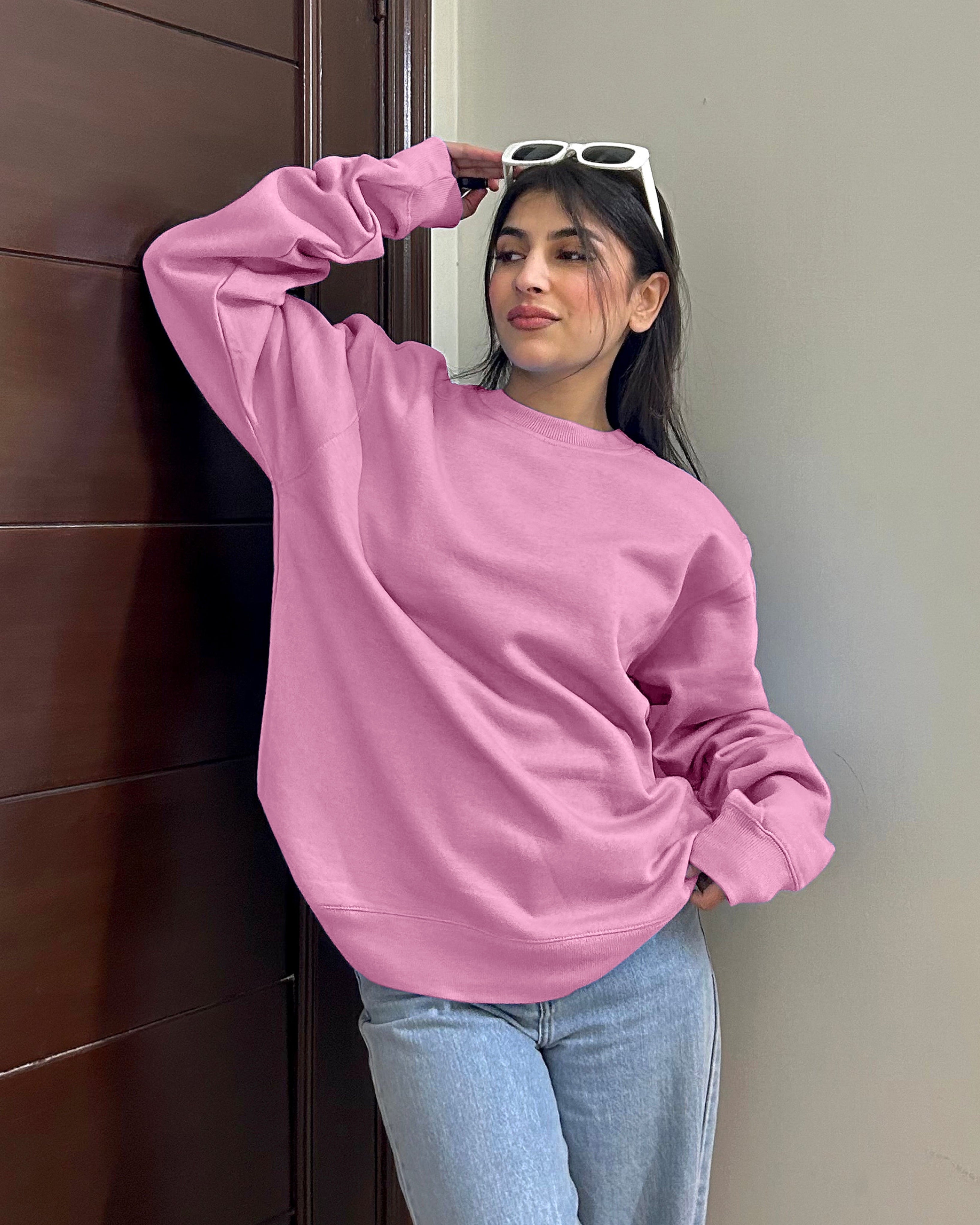 Premium Basic Oversized Fit Sweatshirt Pink