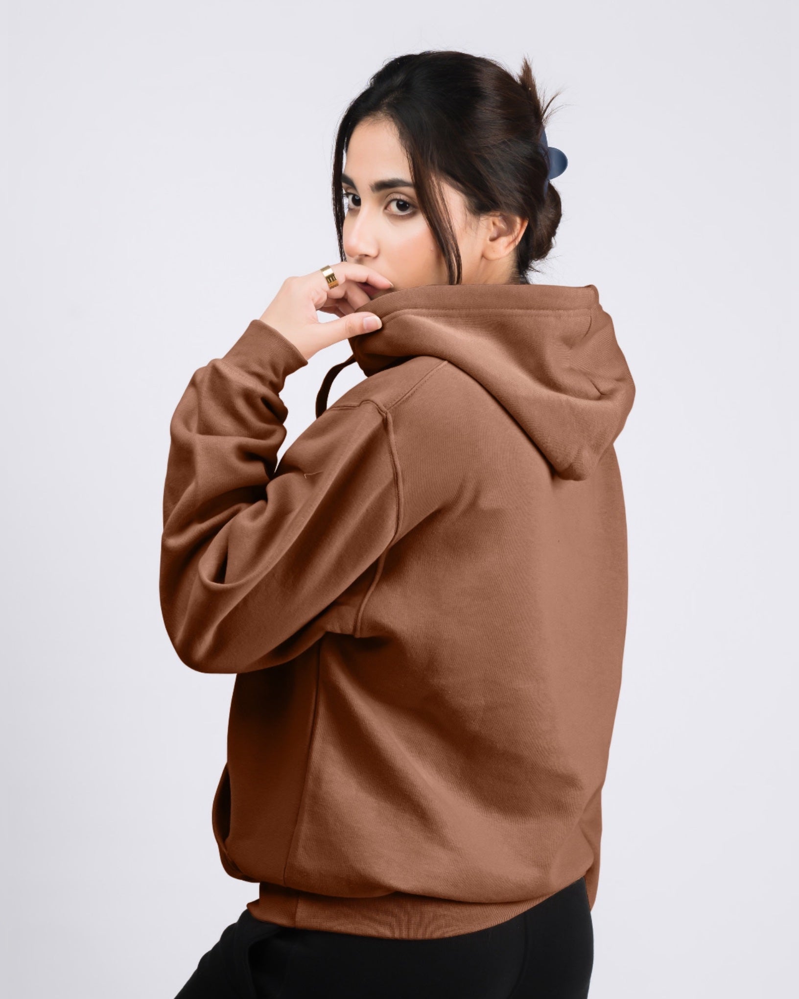 Premium Oversized Fit Pull Over Hoodie Brown