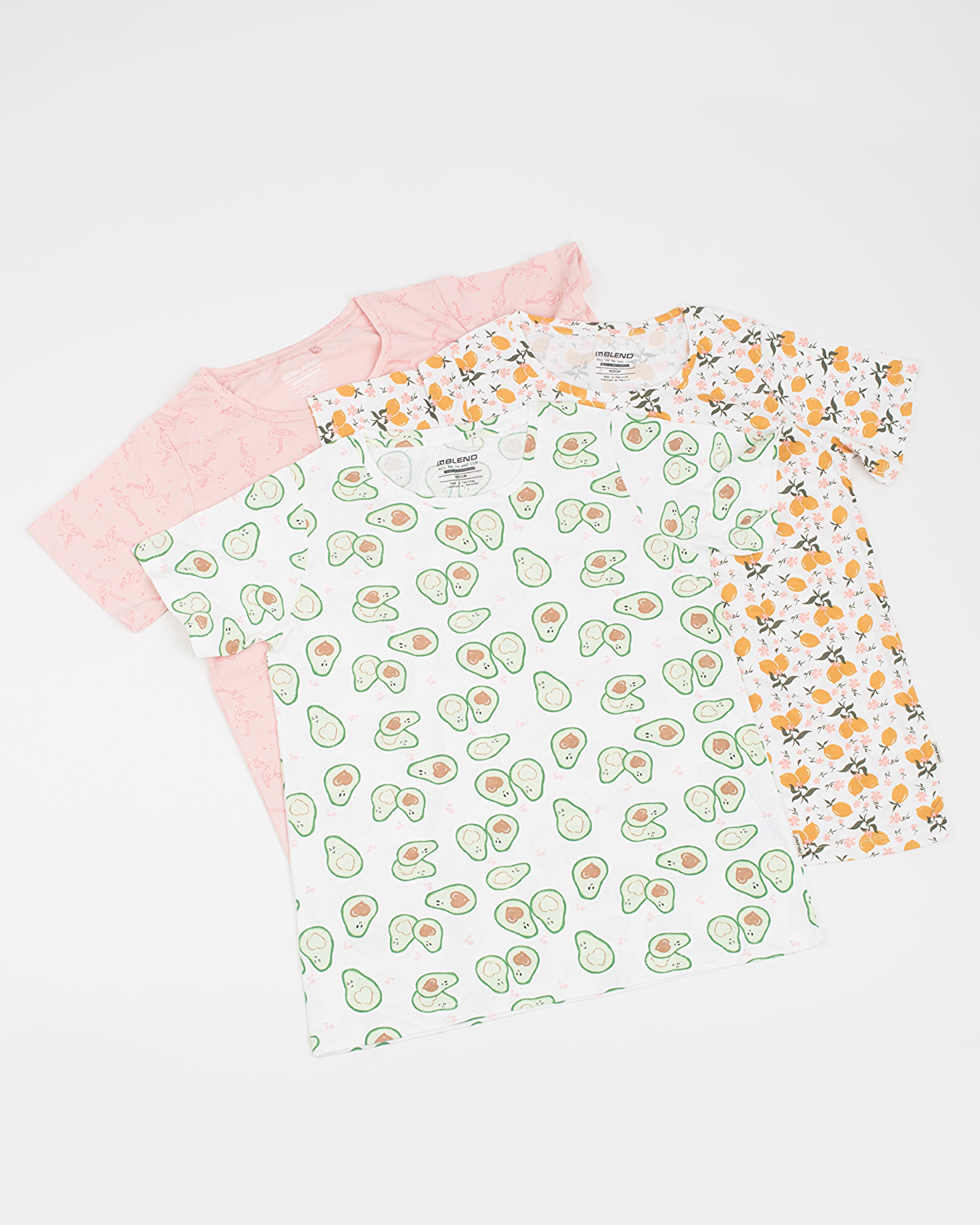 Pack Of 3 Printed Short Sleeve Tops Combo-3