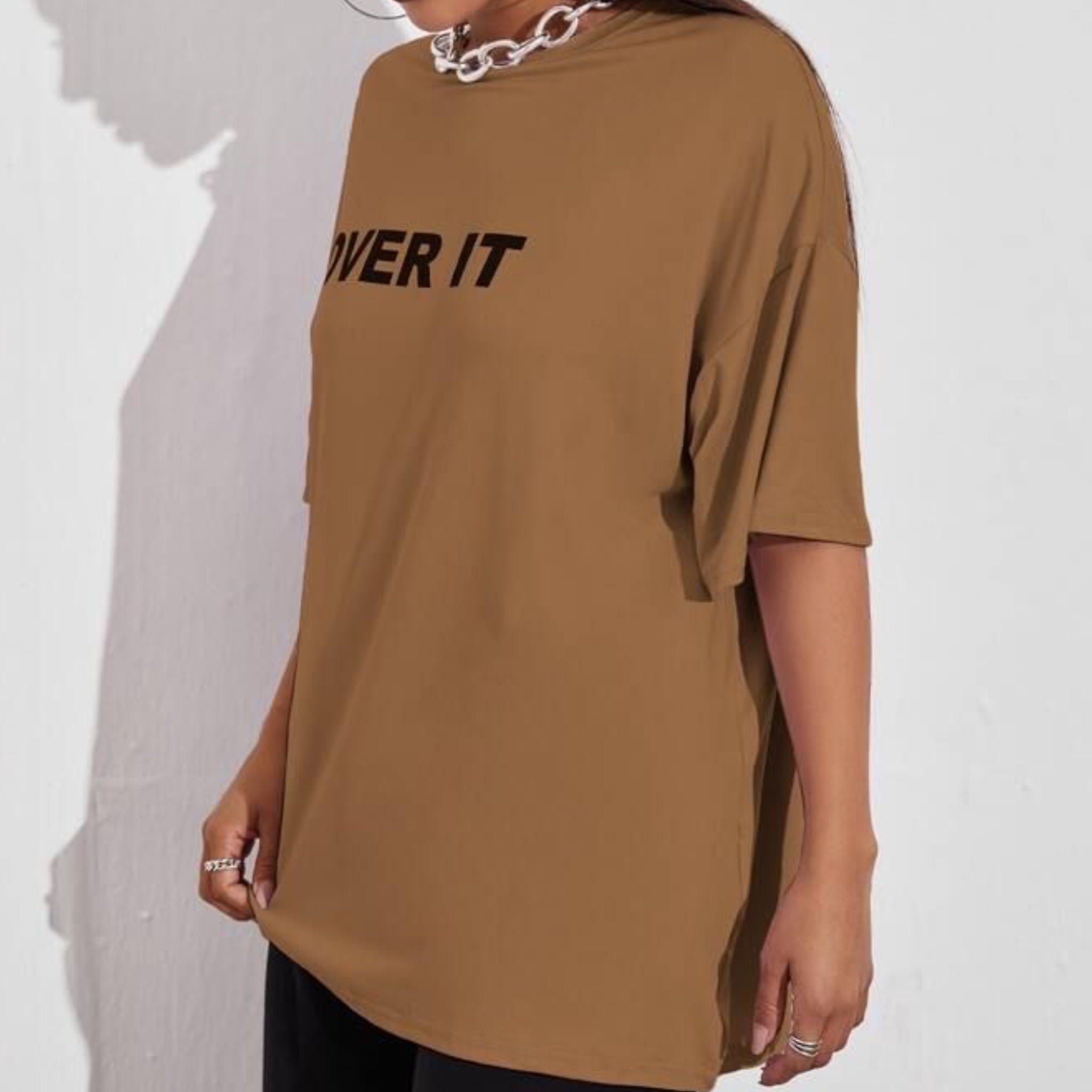 Over It Graphic Drop Shoulder Oversized Tee