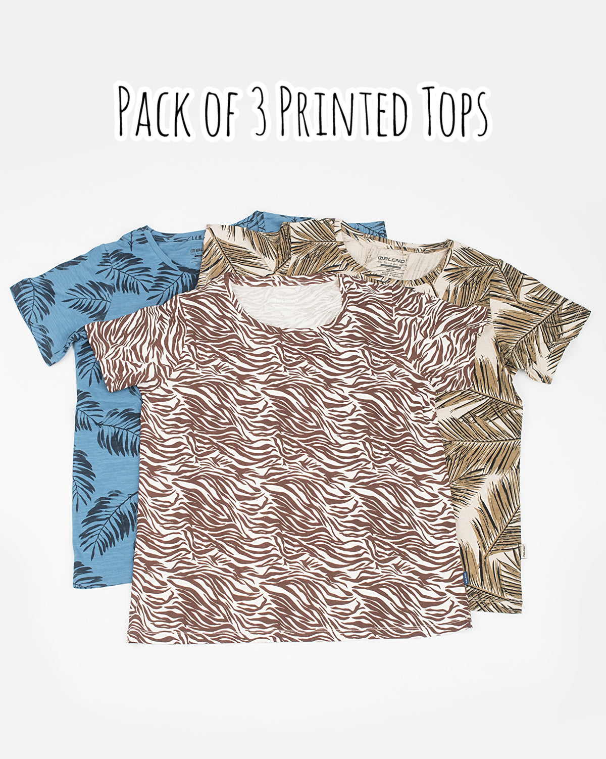 Pack Of 3 Printed Short Sleeve Tops Combo-2