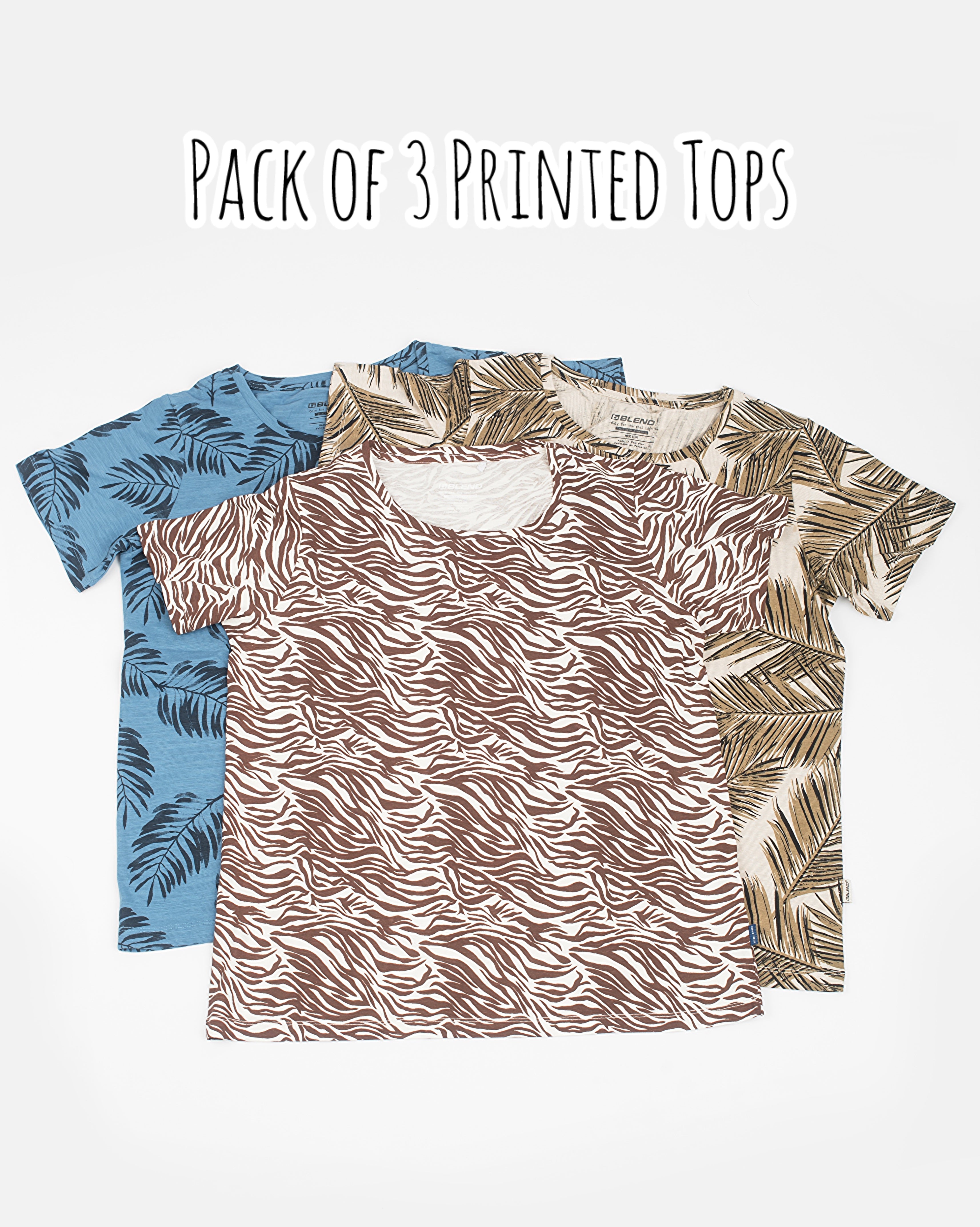 Pack Of 3 Printed Short Sleeve Tops Combo-2