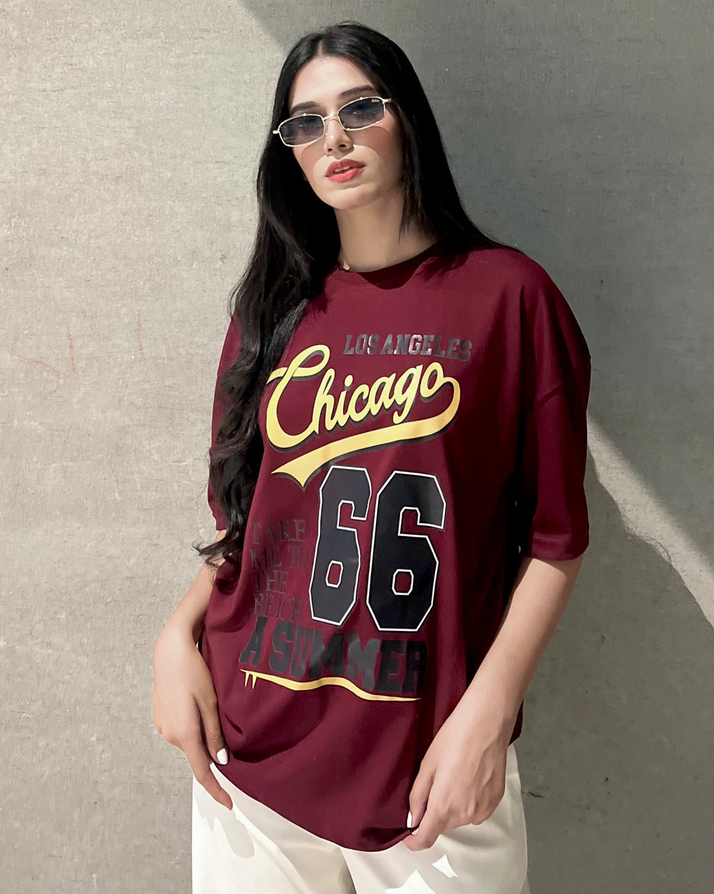 Chicago Graphic Drop Shoulder Oversized T-shirt