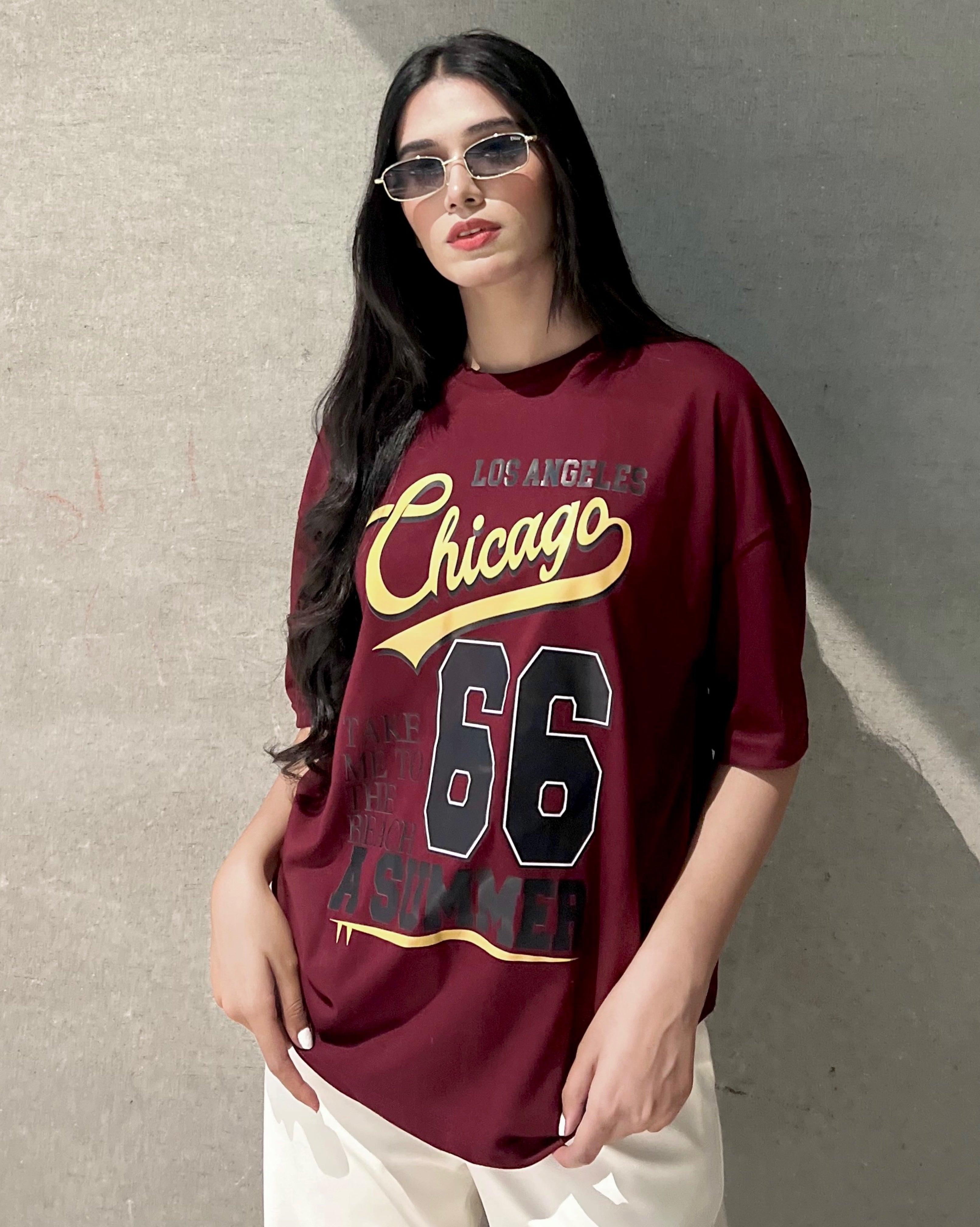 Chicago Graphic Drop Shoulder Oversized T-shirt