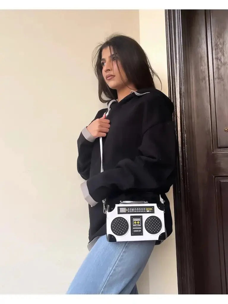 Oversized Contrast Drawstring Hoodie