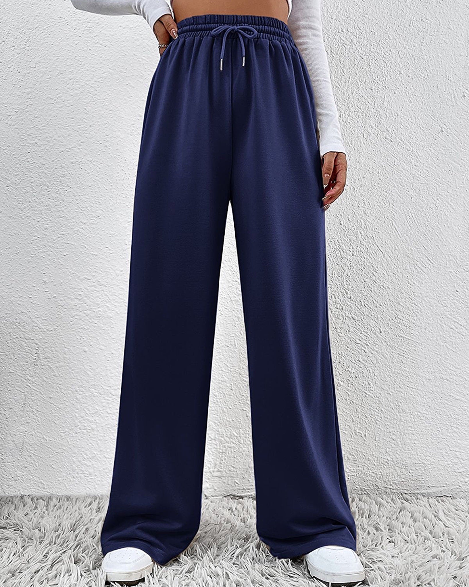 Comfort Stretch Summer Terry Trouser Navy Blue