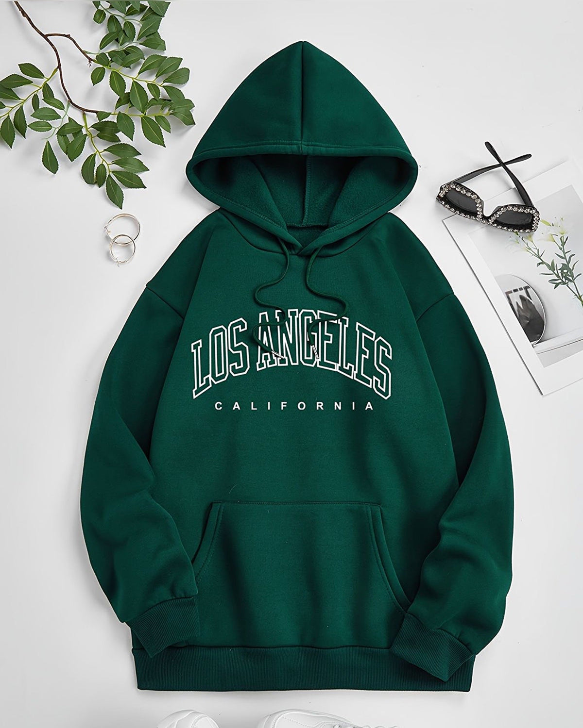 Los Angeles Graphic Pull Over Hood Green