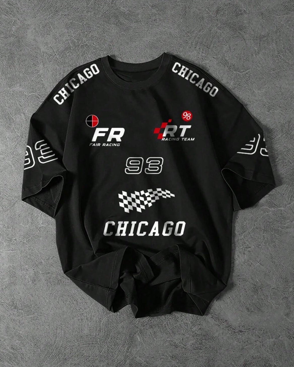 Team FR Chicago Graphic Drop Shoulder Oversized T-shirt