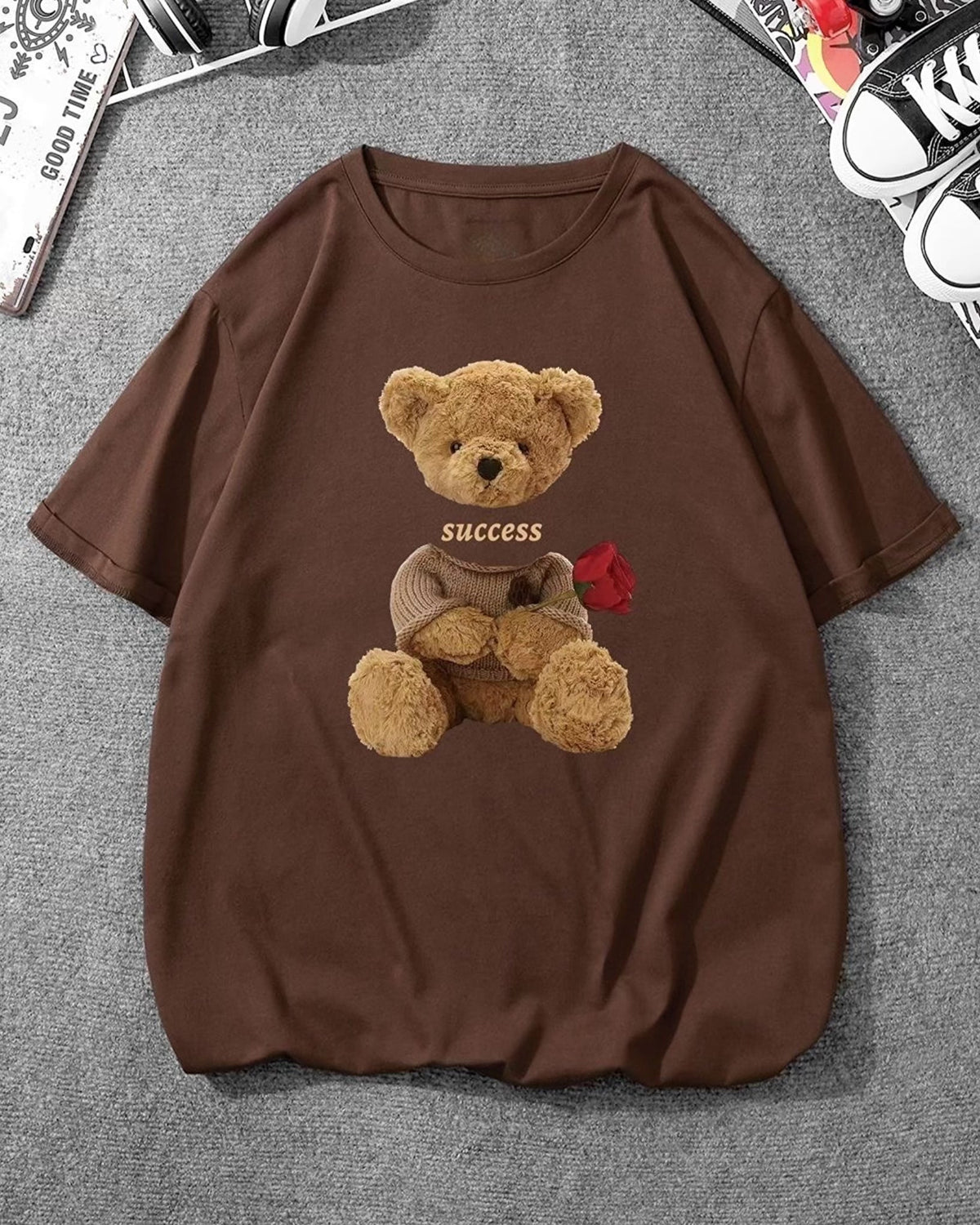 Bear Success Graphic Drop Shoulder Oversized T-shirt