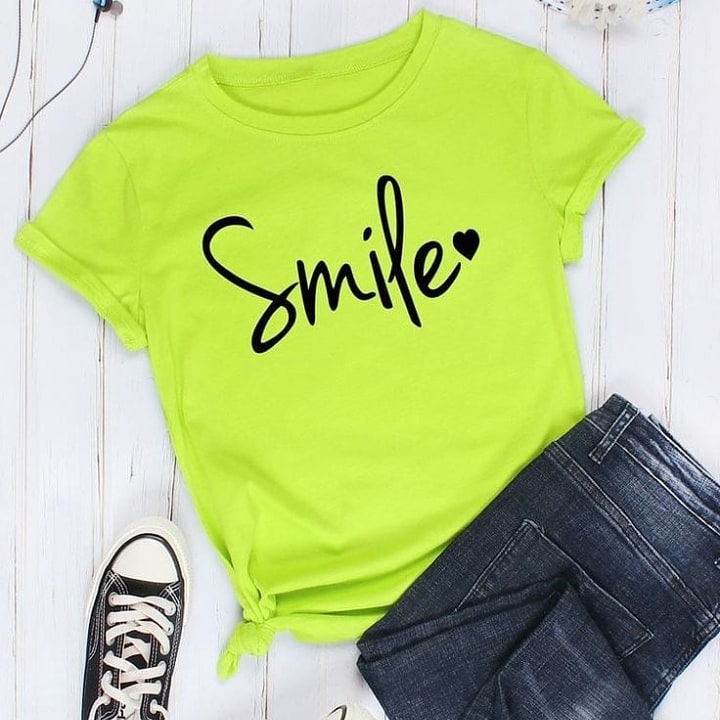 Neon Smile Graphic Oversized Tee