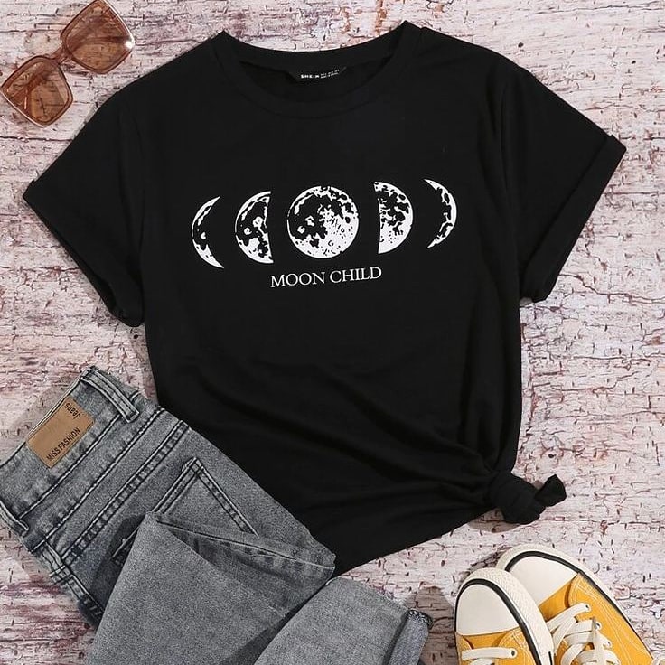 Moon Child Graphic Drop Shoulder Oversized Tee