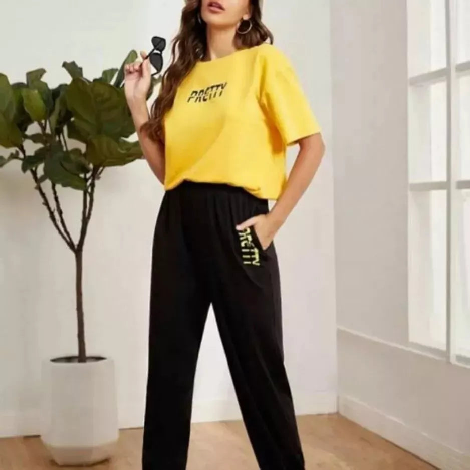Pretty Contrast Combo Graphic Tracksuit