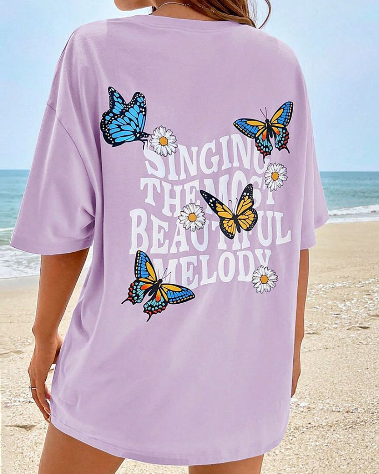 Singing Melody Graphic Drop Shoulder Oversized Tee