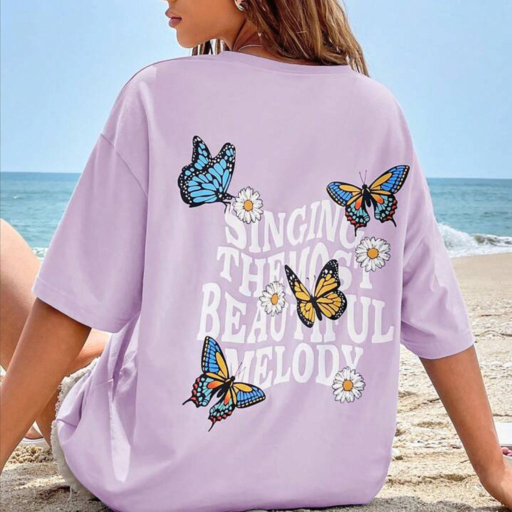 Singing Melody Graphic Drop Shoulder Oversized Tee