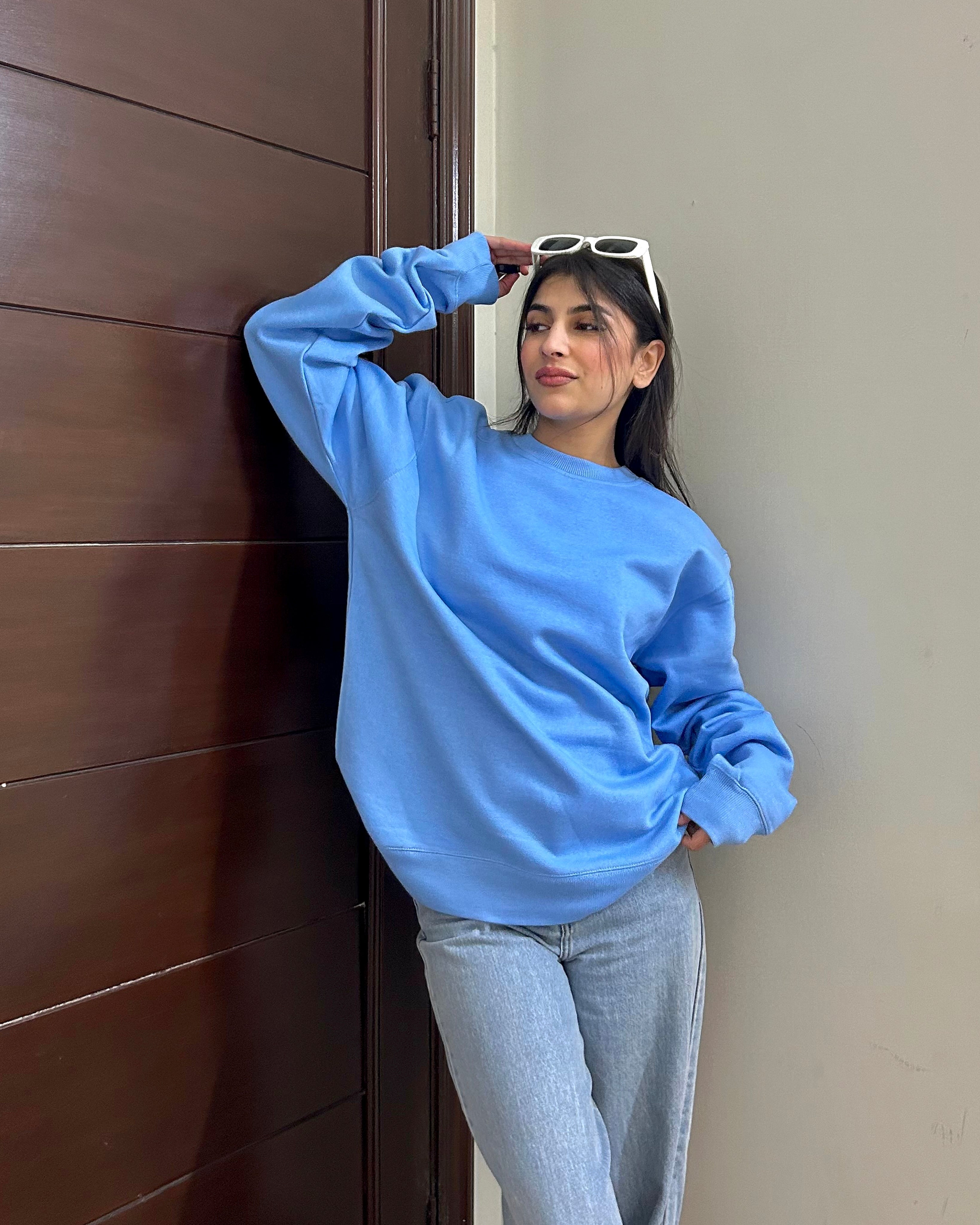 Premium Basic Oversized Fit Sweatshirt Blue