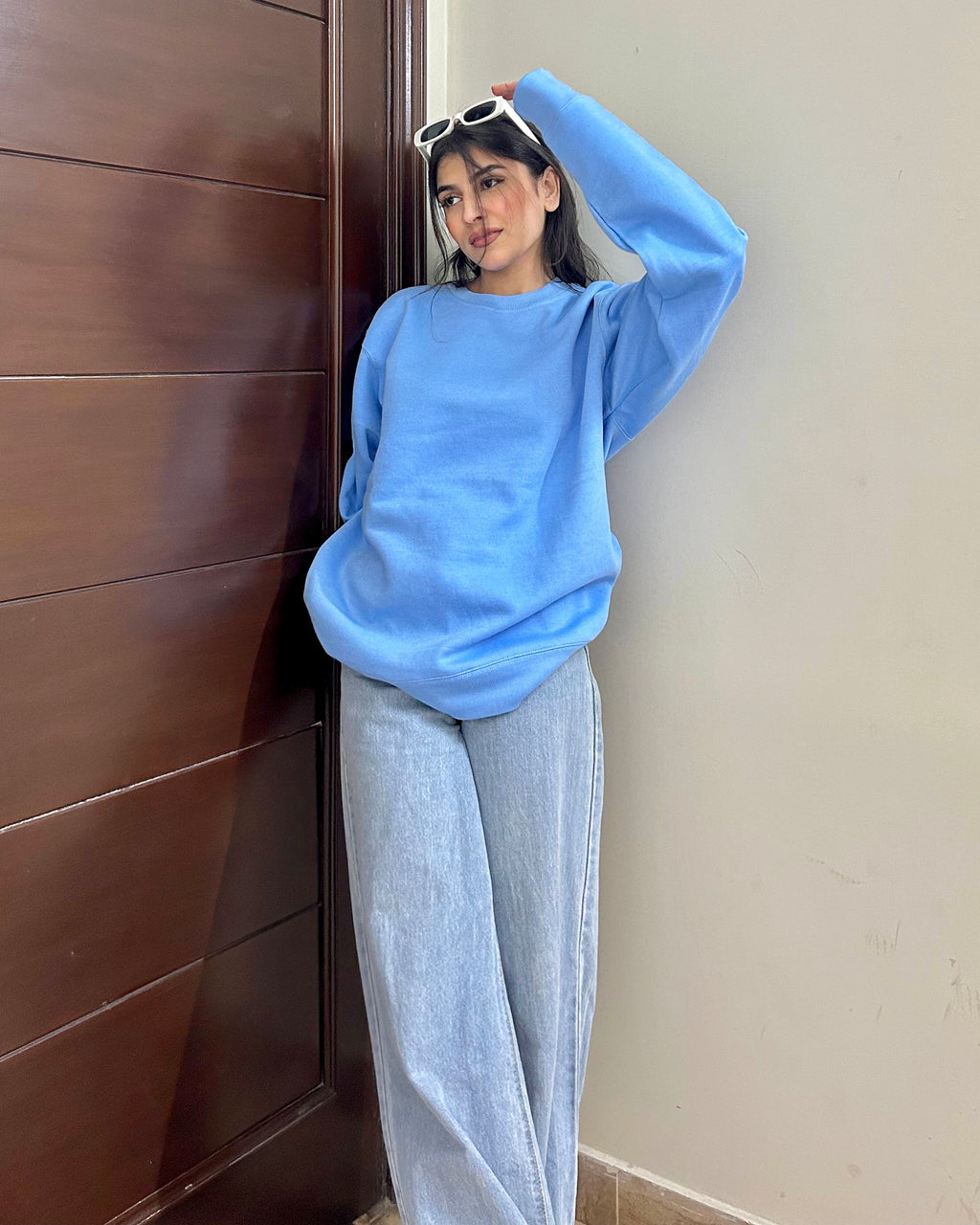 Premium Basic Oversized Fit Sweatshirt Blue