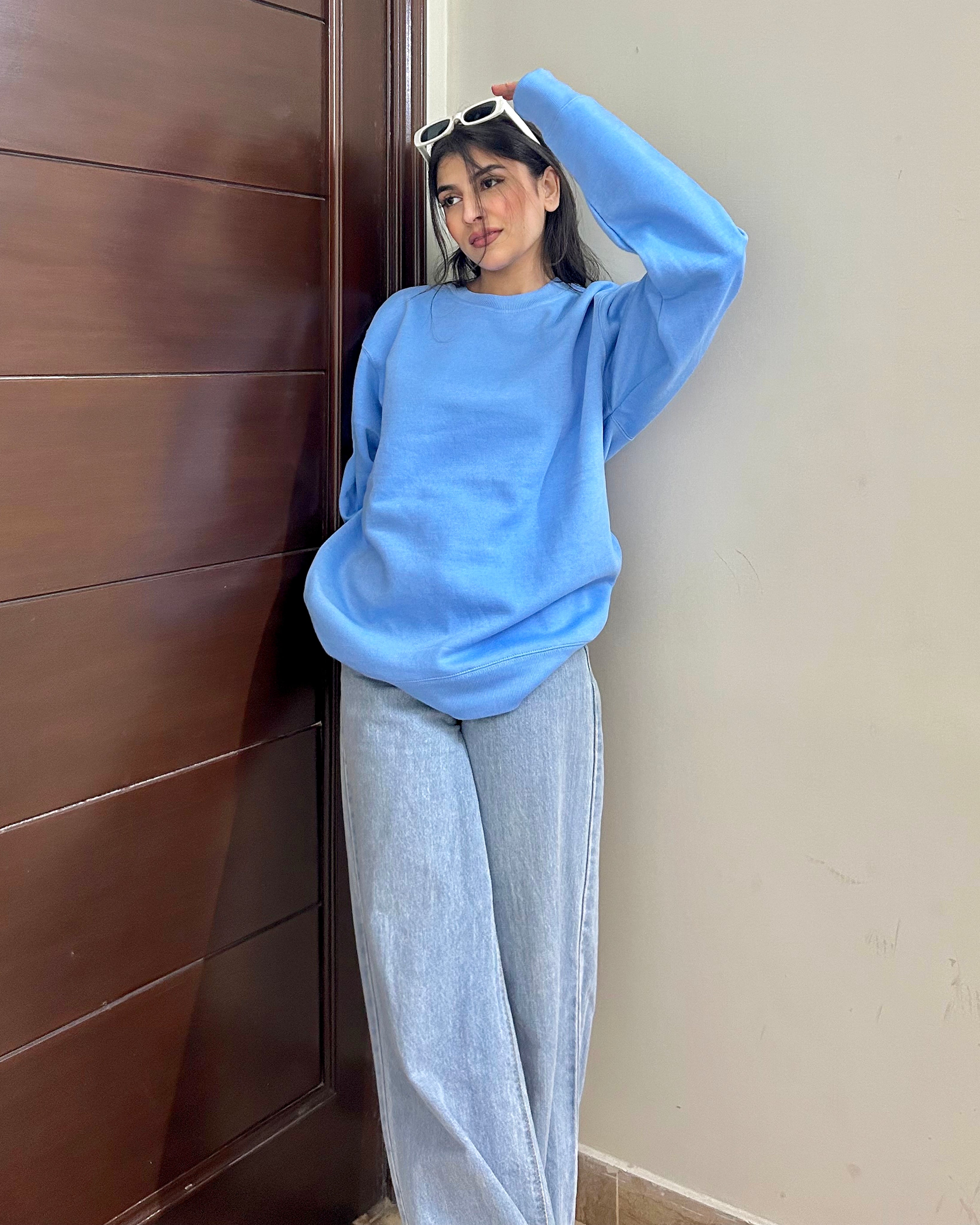 Premium Basic Oversized Fit Sweatshirt Blue