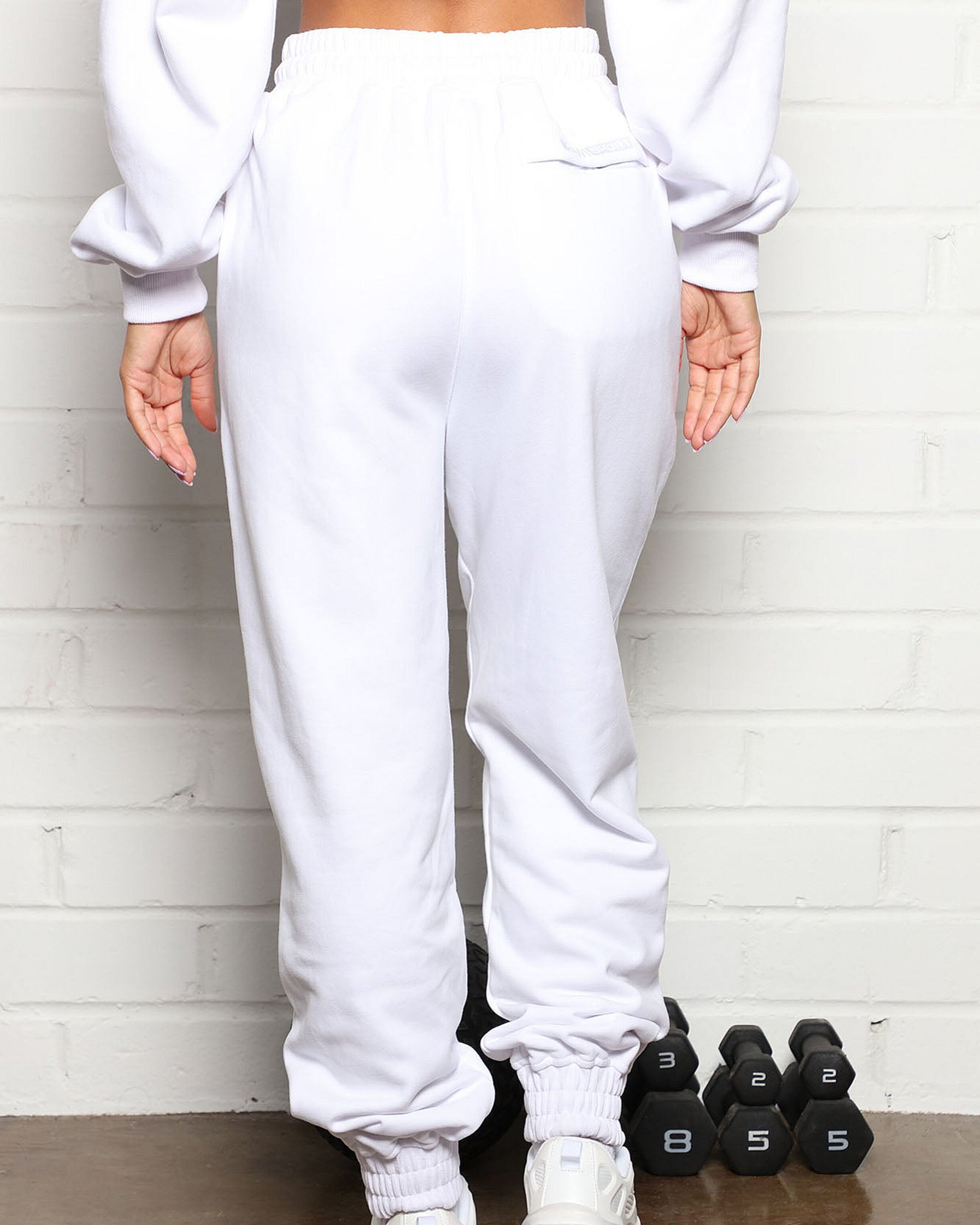 White Jogger Fleece Sweatpant