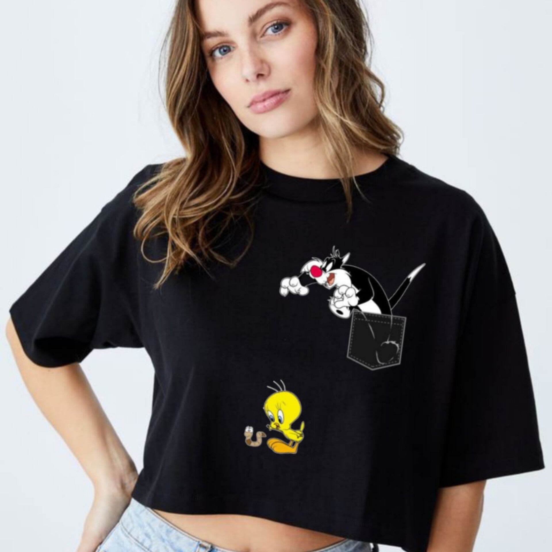 Tweety Sylvester Graphic Crop Top