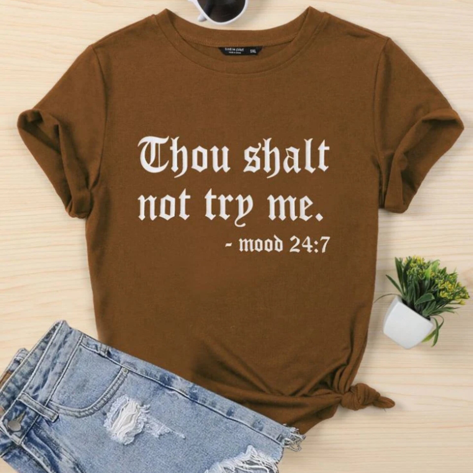 You Shall Not Try Graphic Drop Shoulder Oversized Tee