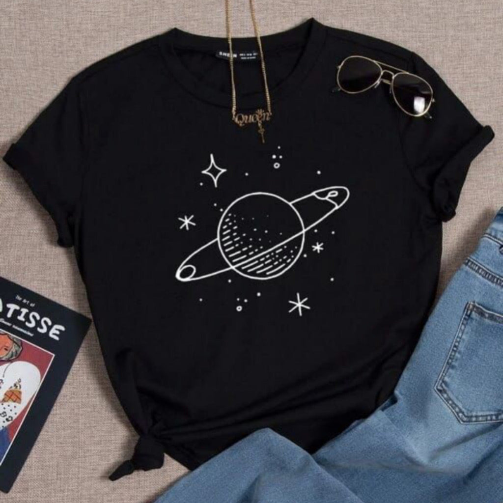 Saturn Star Graphic Drop Shoulder Oversized Tee