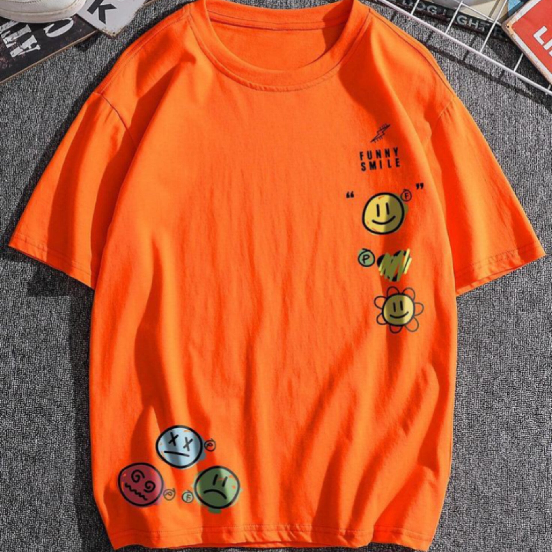 Smile Emoji Graphic Drop Shoulder Oversized T-shirt