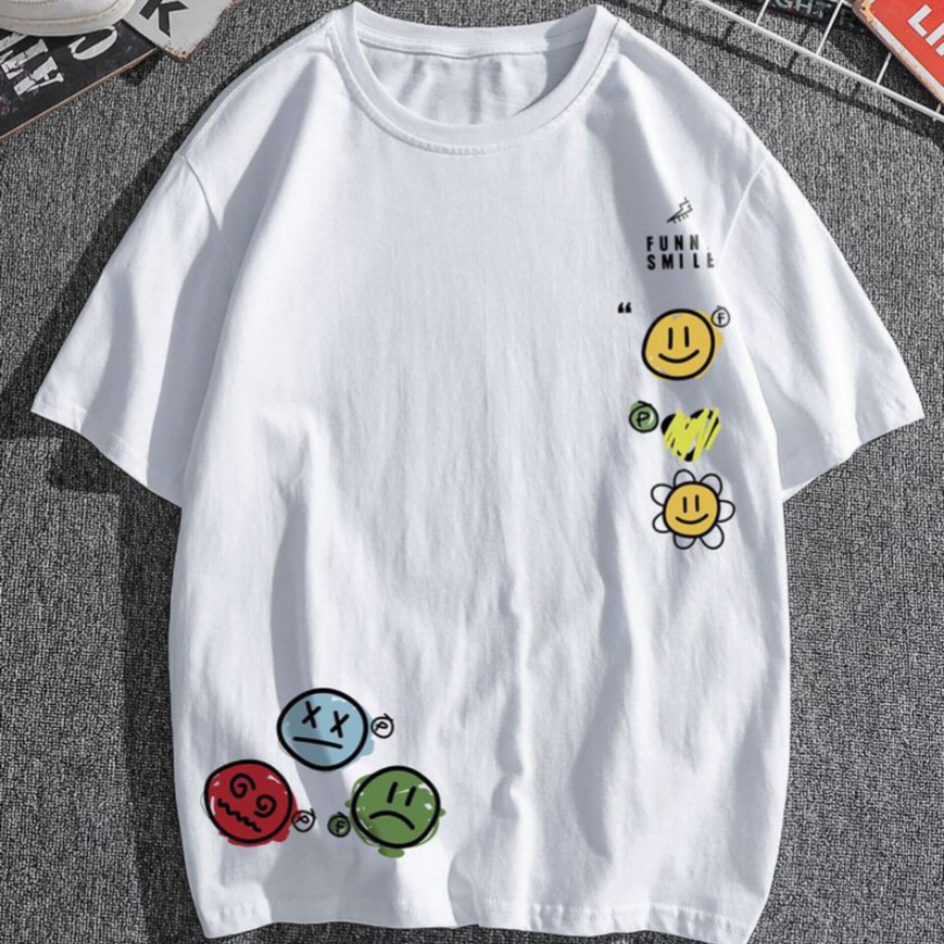 Smile Emoji Graphic Drop Shoulder Oversized T-shirt