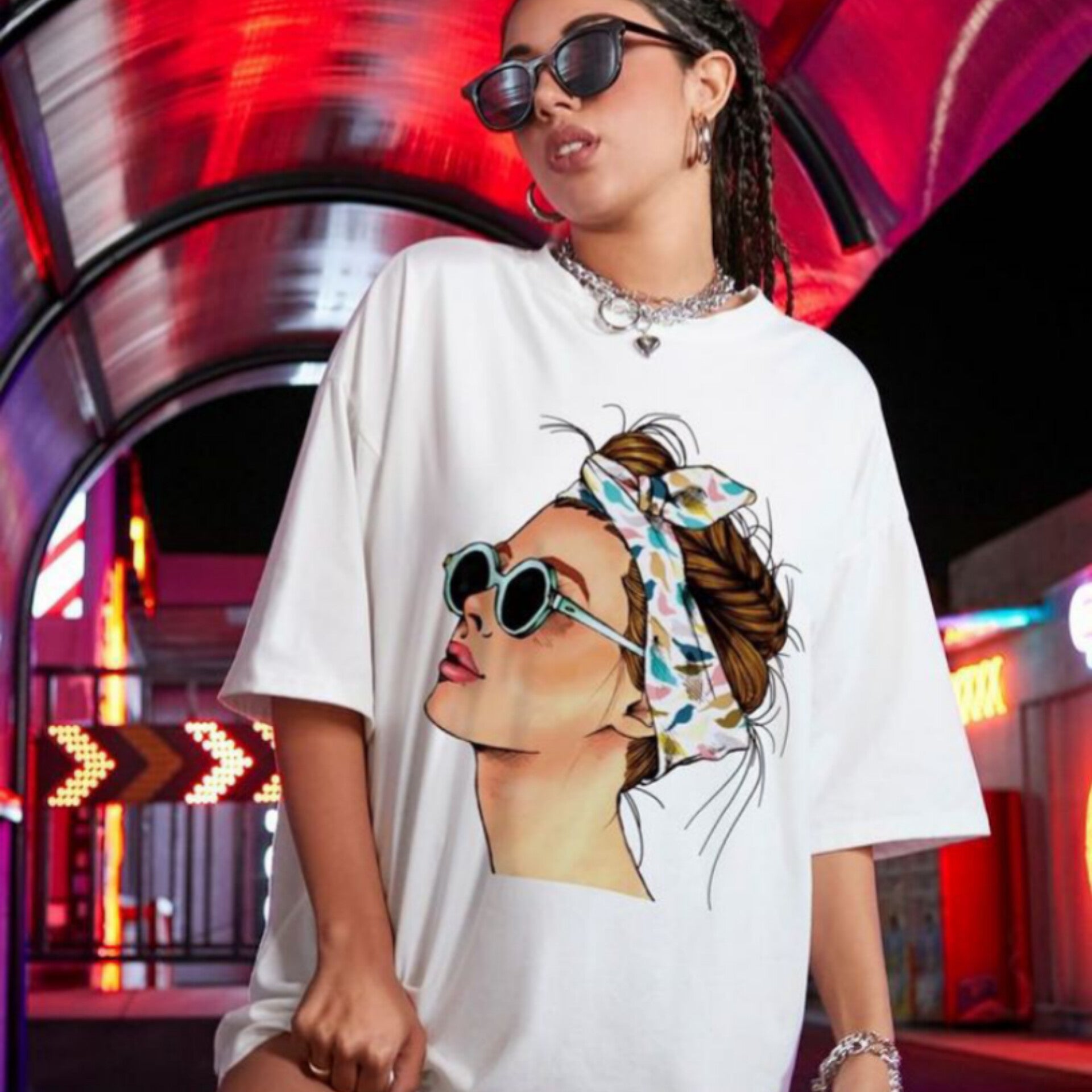 Vaccy Mode Graphic Drop Shoulder Oversized Tee