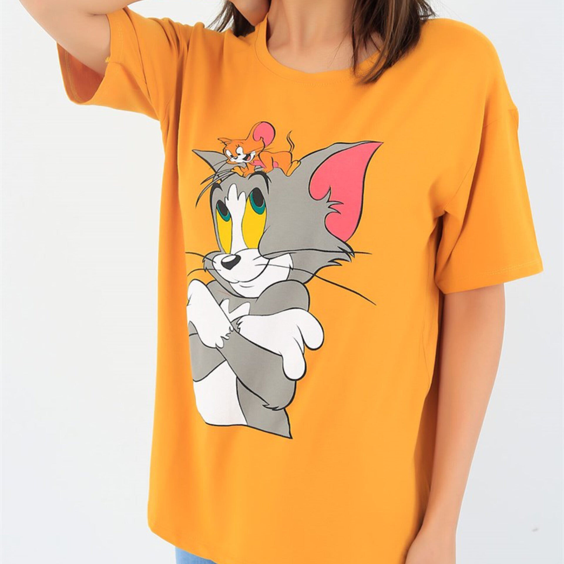 Tom & Jerry Graphic Drop Shoulder Oversized Tee
