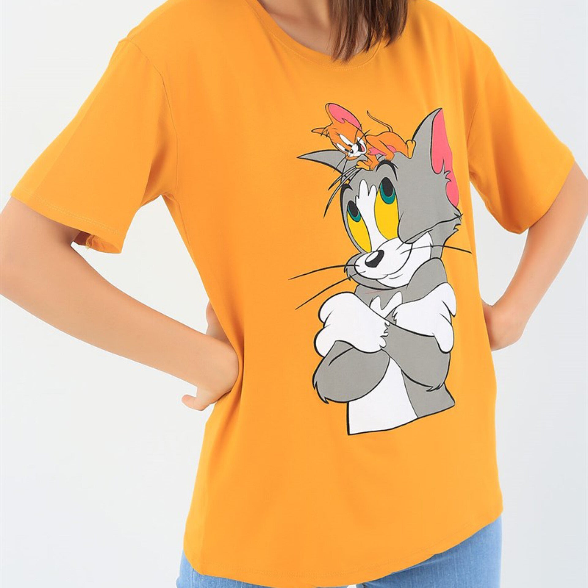 Tom & Jerry Graphic Drop Shoulder Oversized Tee