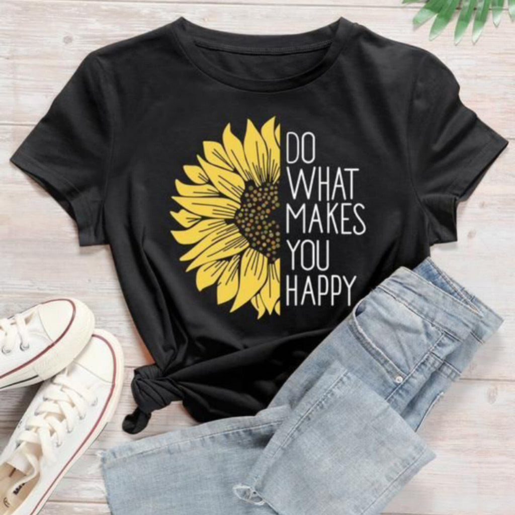 Do What Makes You Happy Graphic Drop Shoulder Oversized Tee