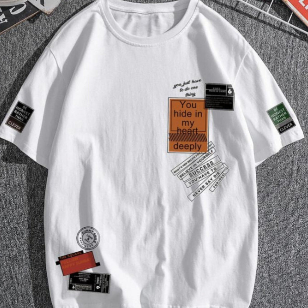 You Hide In My Heart Graphic Drop Shoulder Oversized Tee