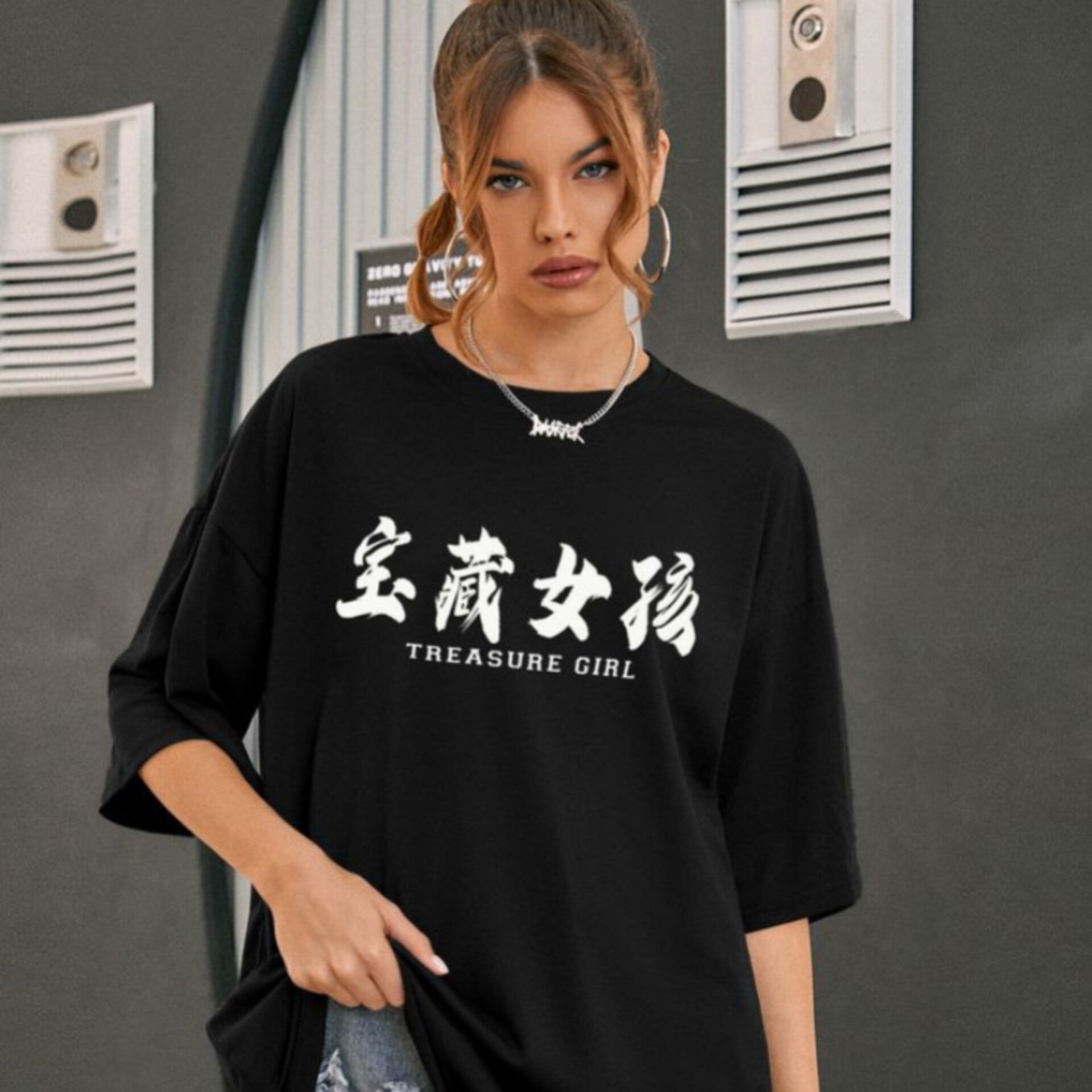 Treasure Girl Graphic Drop Shoulder Oversized Tee