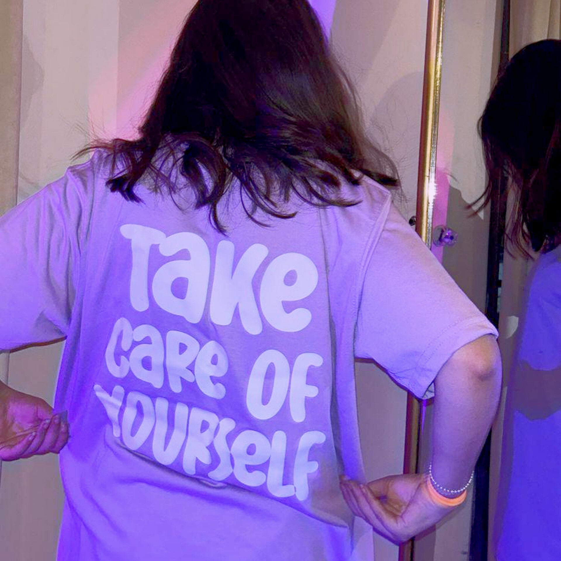 Take Care Slogan Graphic Drop Shoulder Oversized Tee