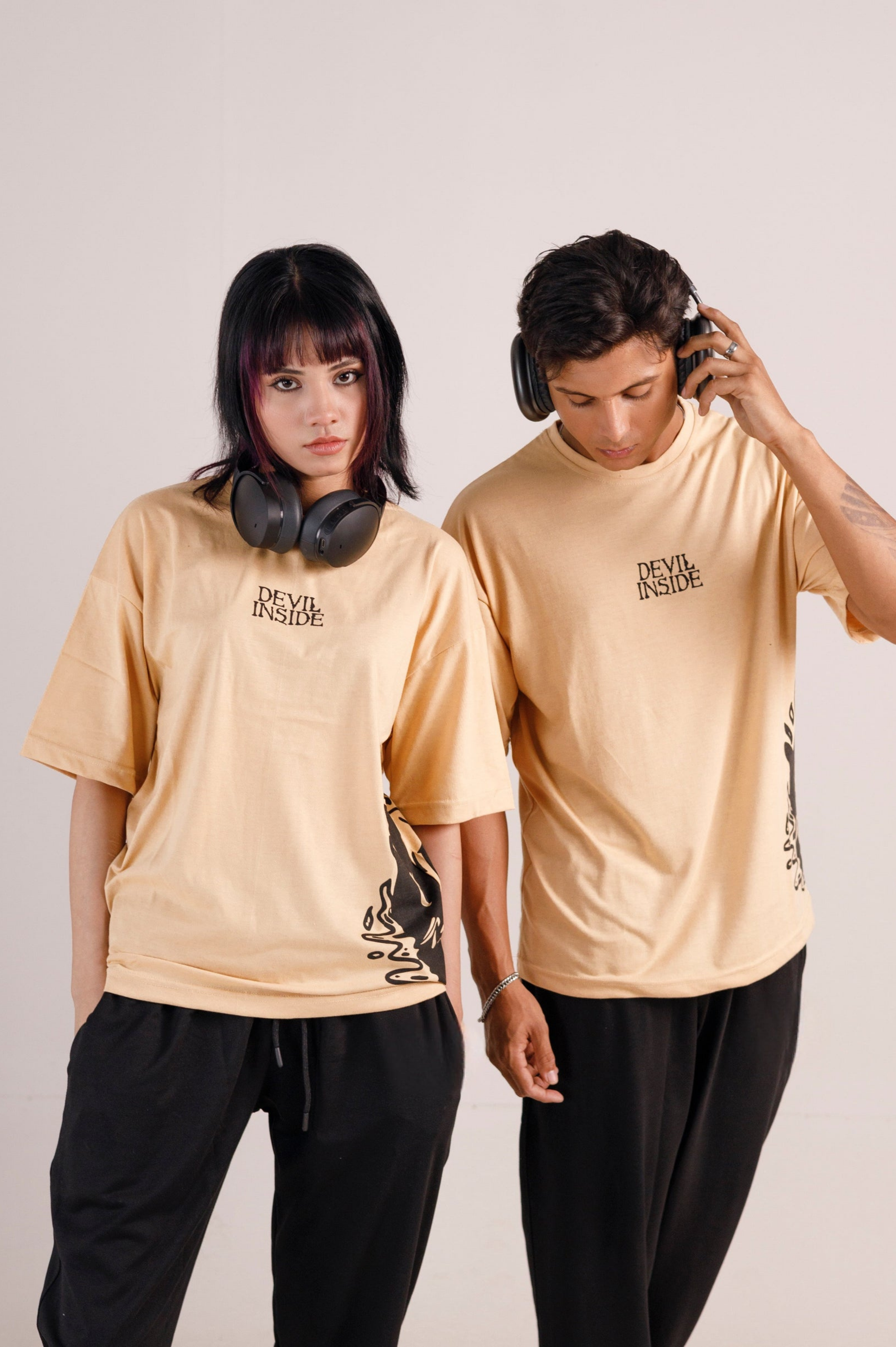 Devil Inside Graphic Drop Shoulder Oversized Tee