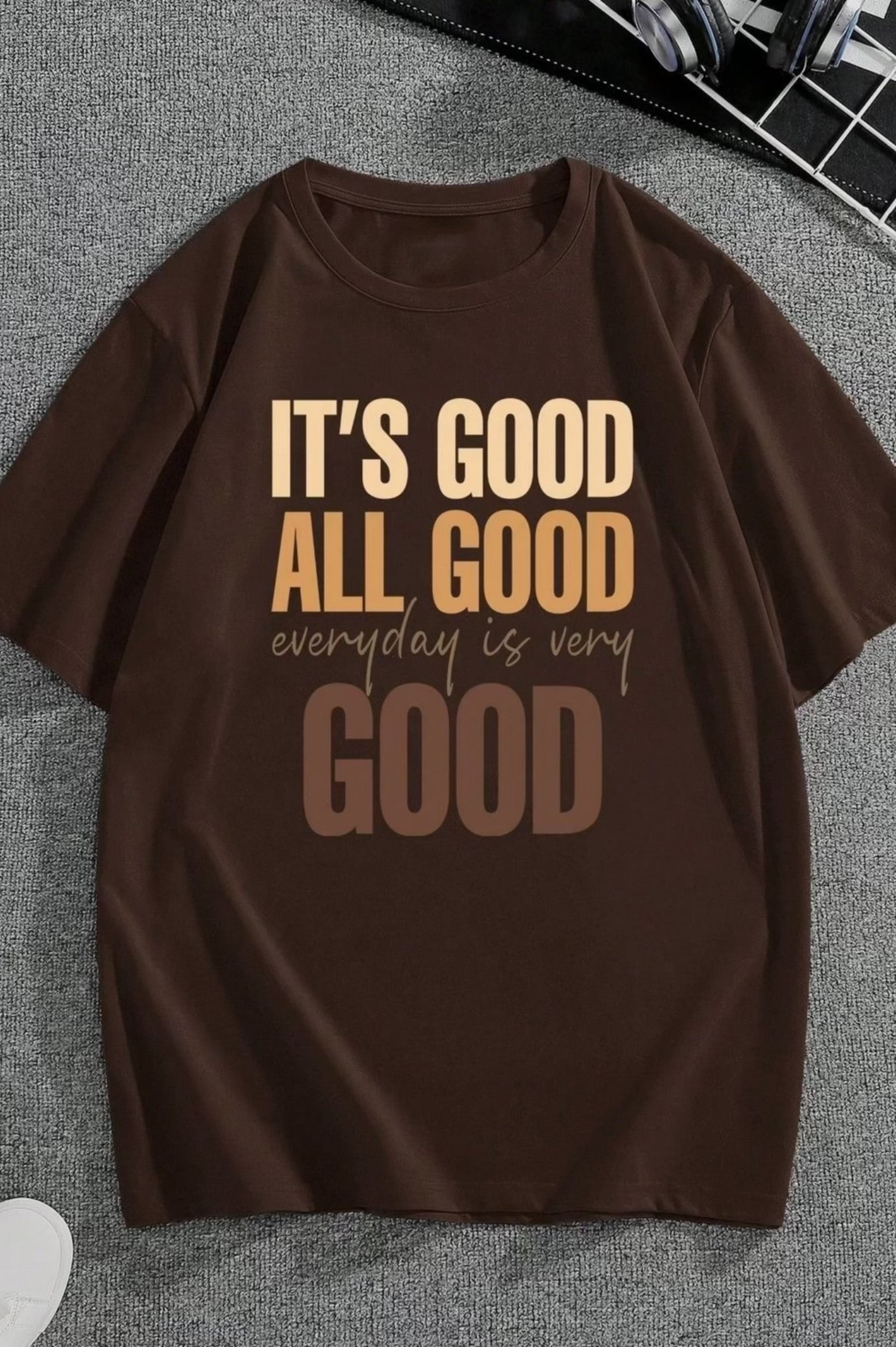 Its Good Graphic Drop Shoulder Oversized T-shirt Brown