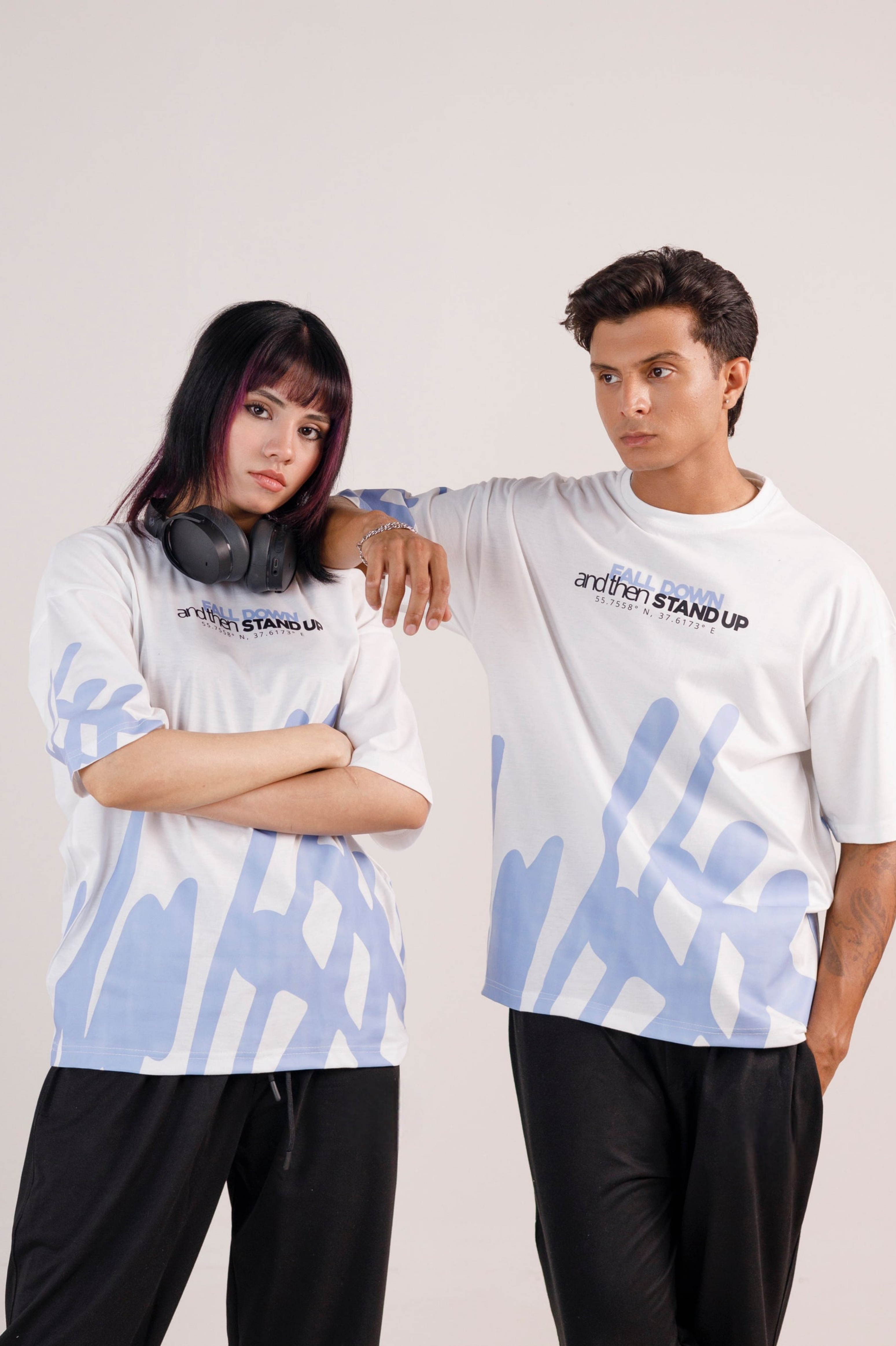 Fall Down Graphic Drop Shoulder Oversized Tee White